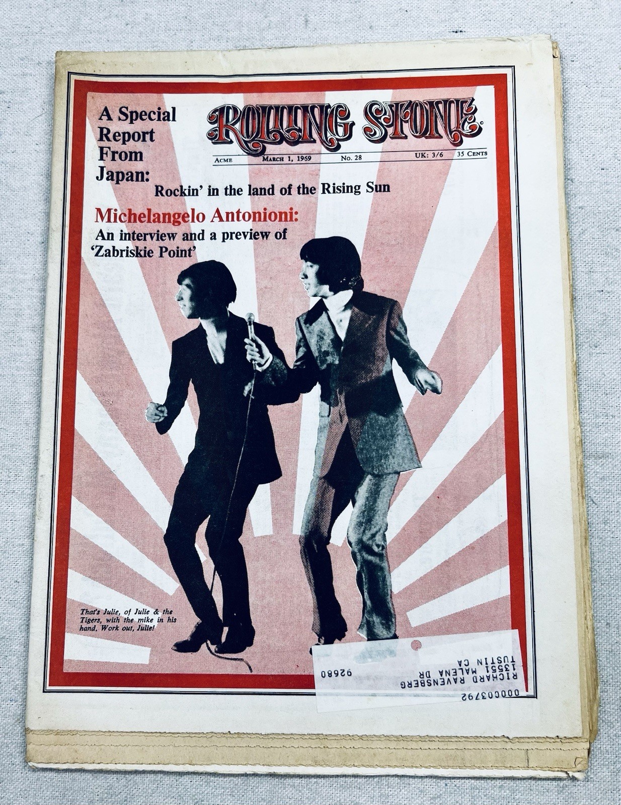 Rolling Stone Magazine Issue 28 3/1/1969 R.Crumb Japanese Rock Zeppelin