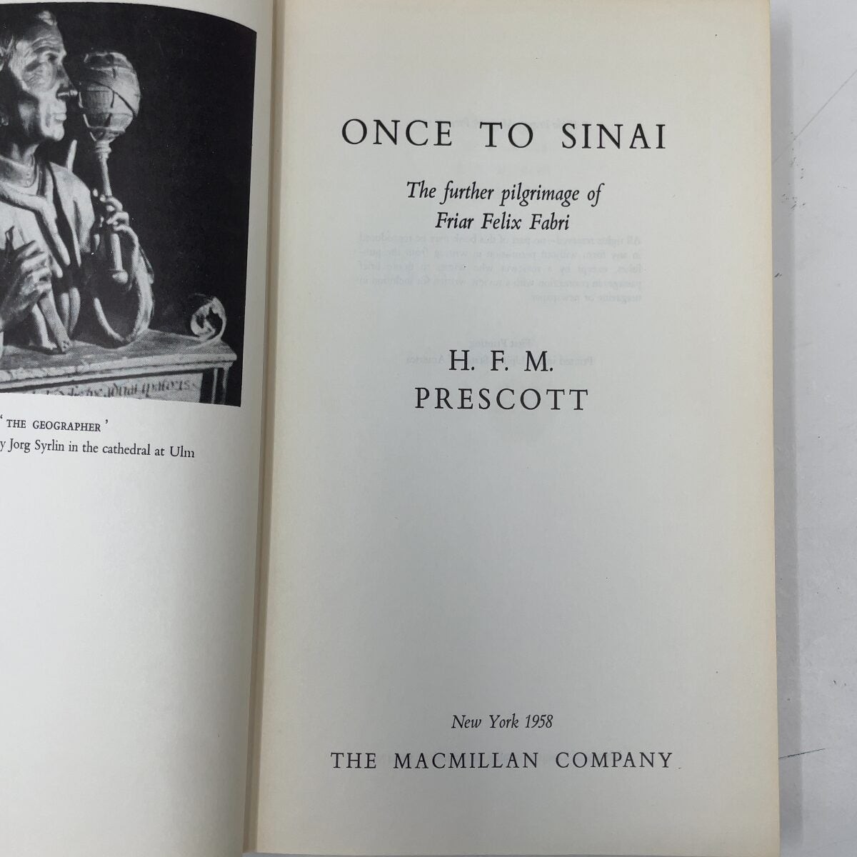 Once to Sinai by H. F. M. Prescott HC First Edition Very Good 1958