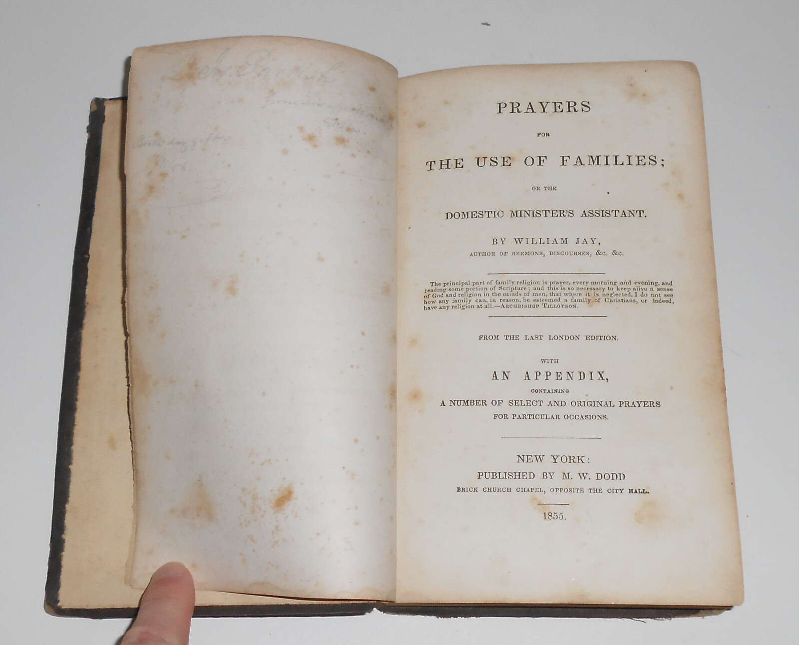 1855 Prayers Use Families Ministers Dodd Christianity Bible History Church