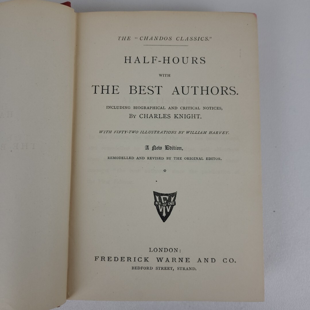 The Chandos Classics – Half Hours With The Best Authors by Charles Knight 1880s