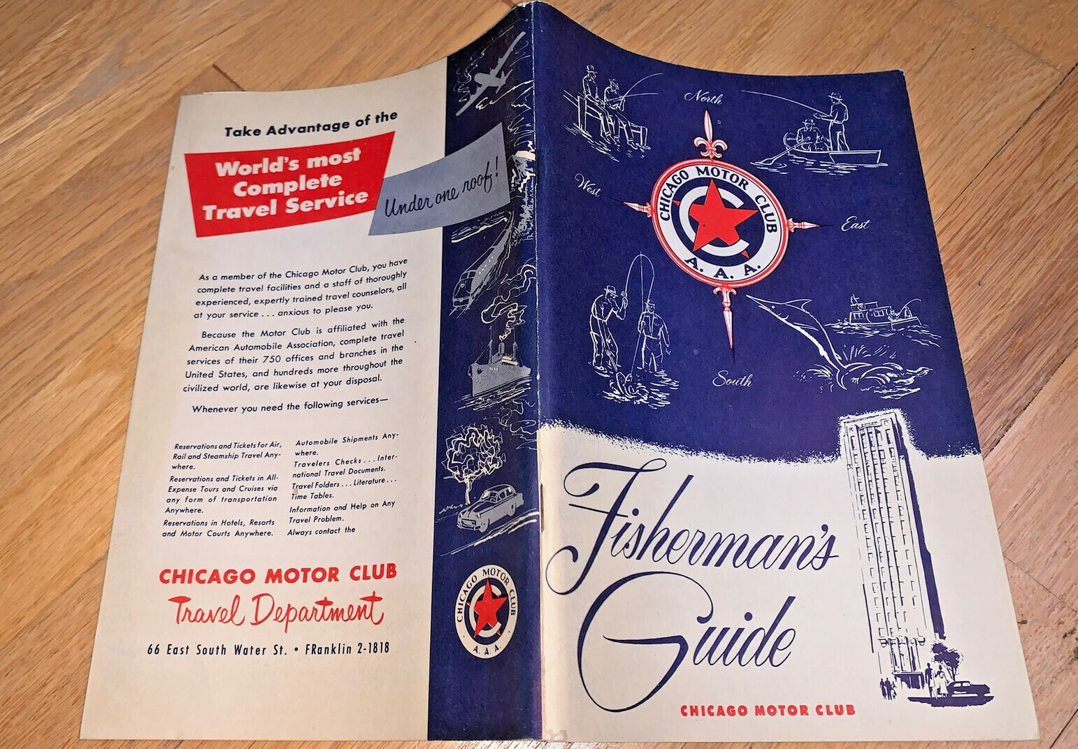1950’s FISHERMAN’S GUIDE, CHICAGO MOTOR CLUB 96 pages – MIDWEST w/ Charles Hayes