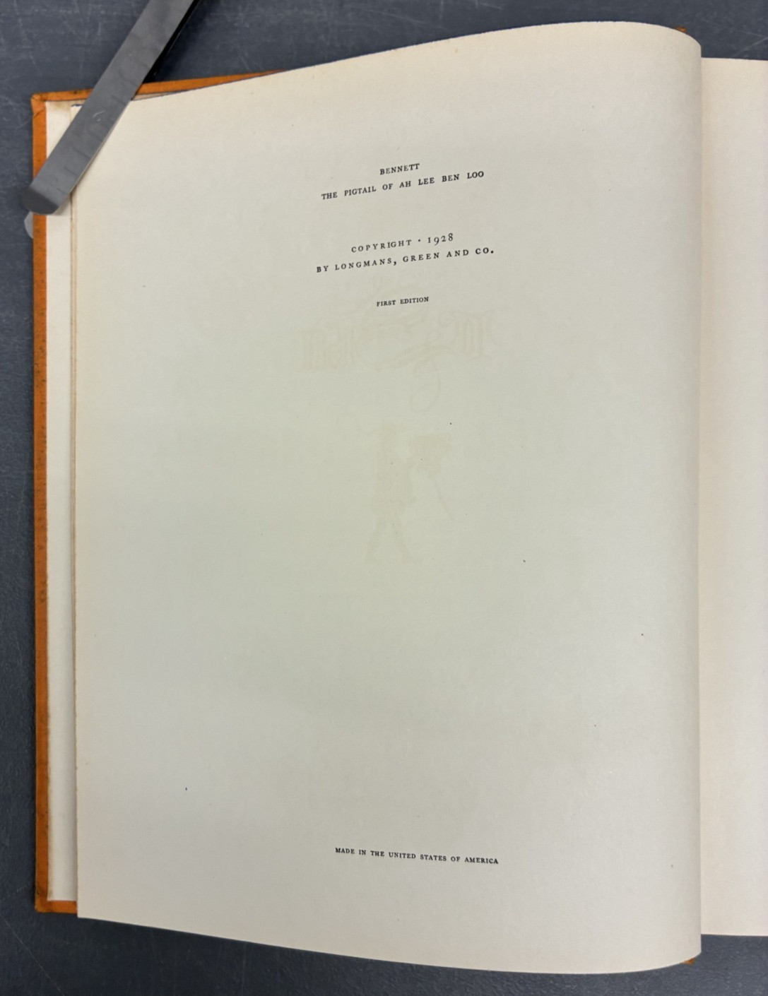 The Pigtail Of Ah Lee Ben Loo by John Bennett 1928, HC 1st Ed Illustrated