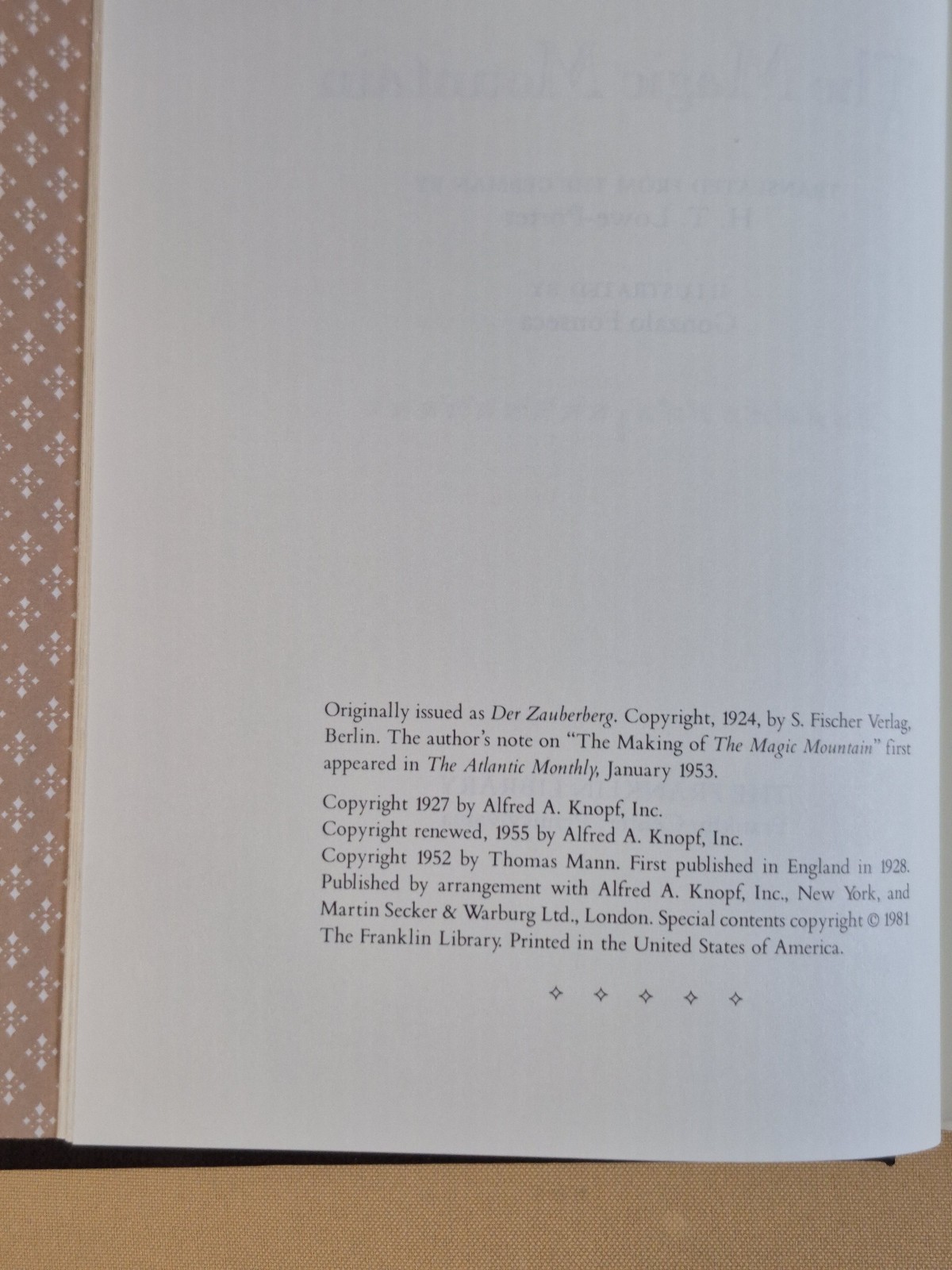 The Magic Mountain – Thomas Mann – Franklin Library, Imitation Leather Hardcover