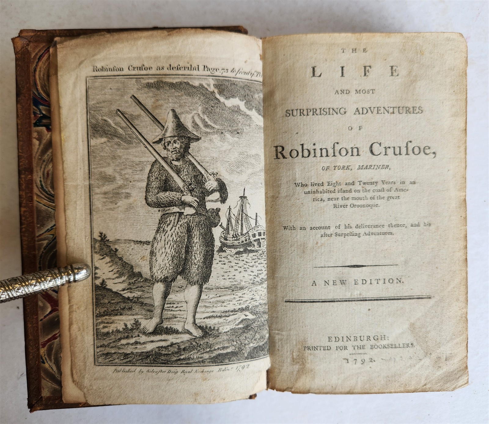 1792 LIFE & ADVENTURES of ROBINSON CRUSOE Edinburgh antique ILLUSTRATED English