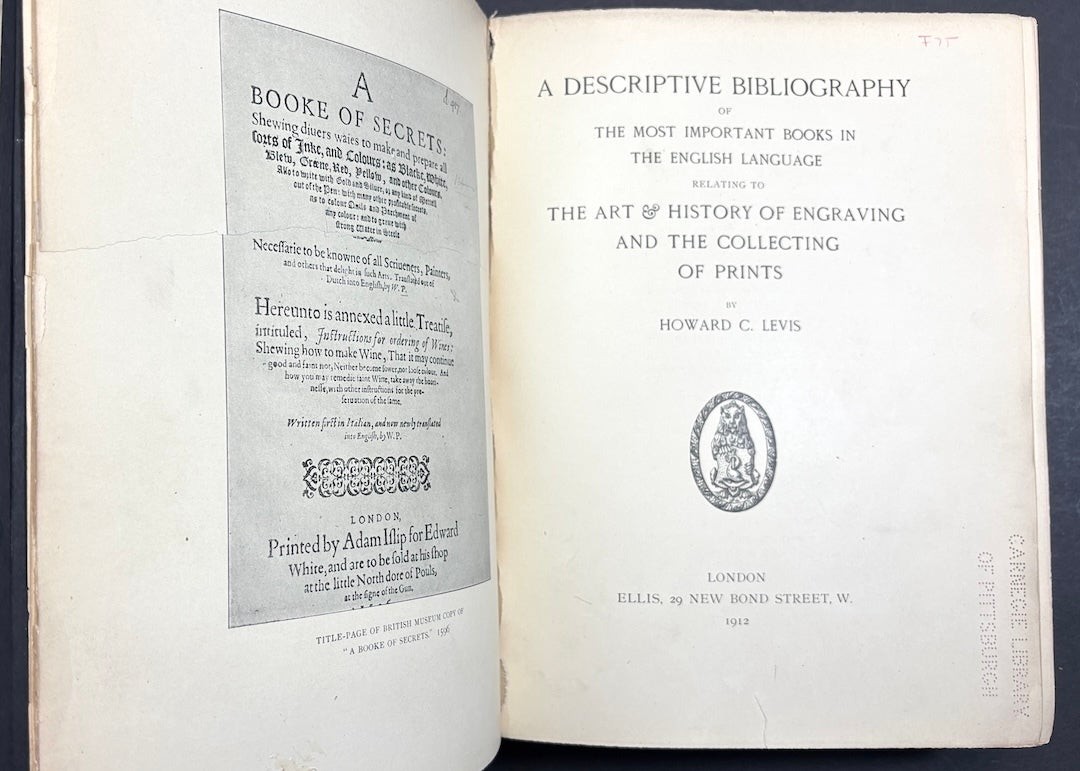 Howard C Levis / Descriptive Bibliography of the Most Important Books 1st 1913