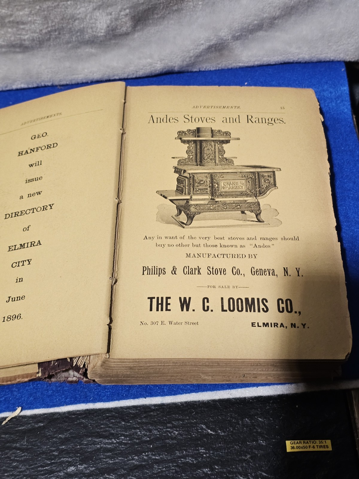 Antique 1895 Elmira NY City Directory Hanford Genealogy Business Ads New York
