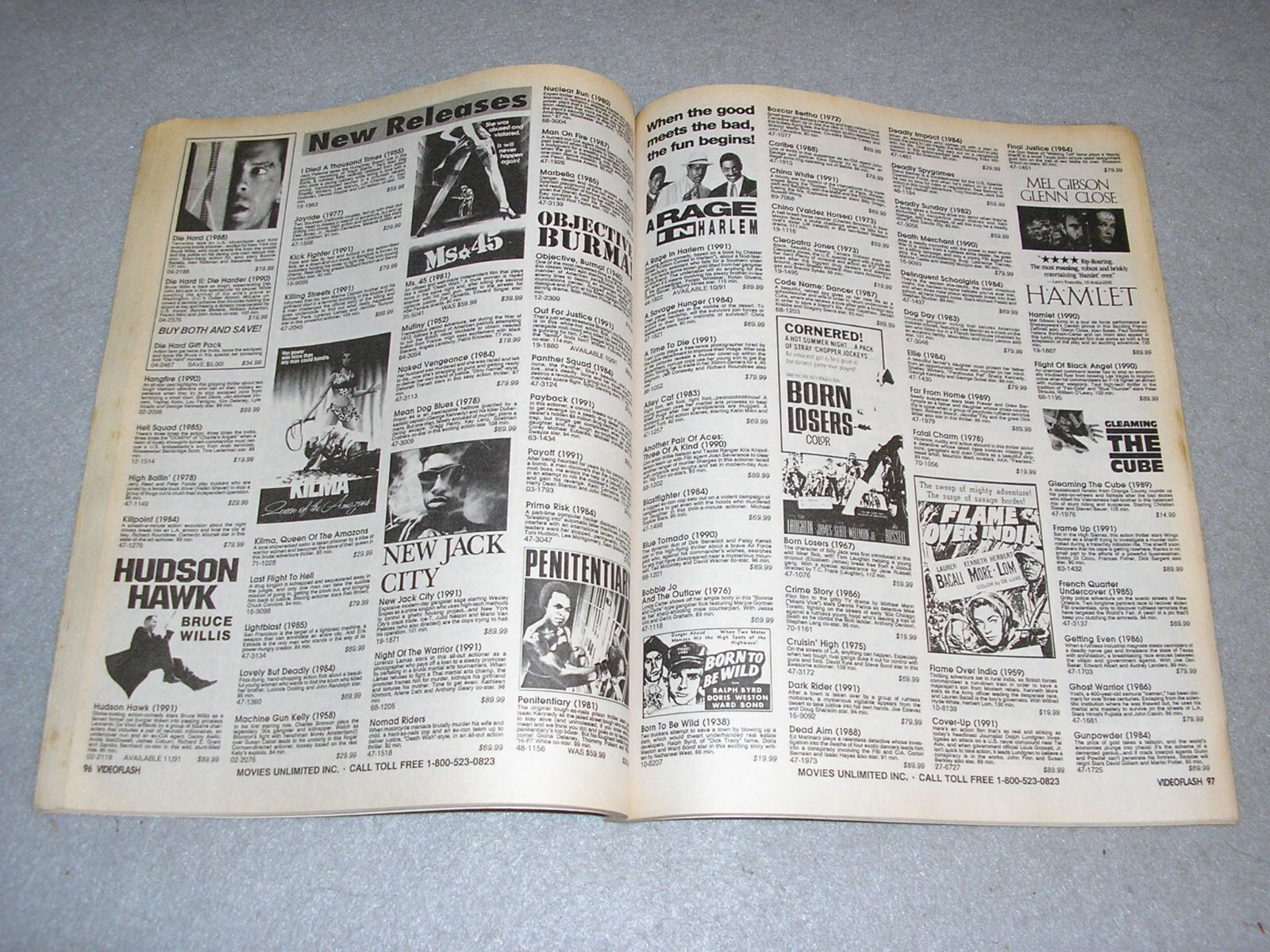 Vintage VHS Movie Book Catalog Film Movies Tapes Unlimited Video Flash Fall 1991
