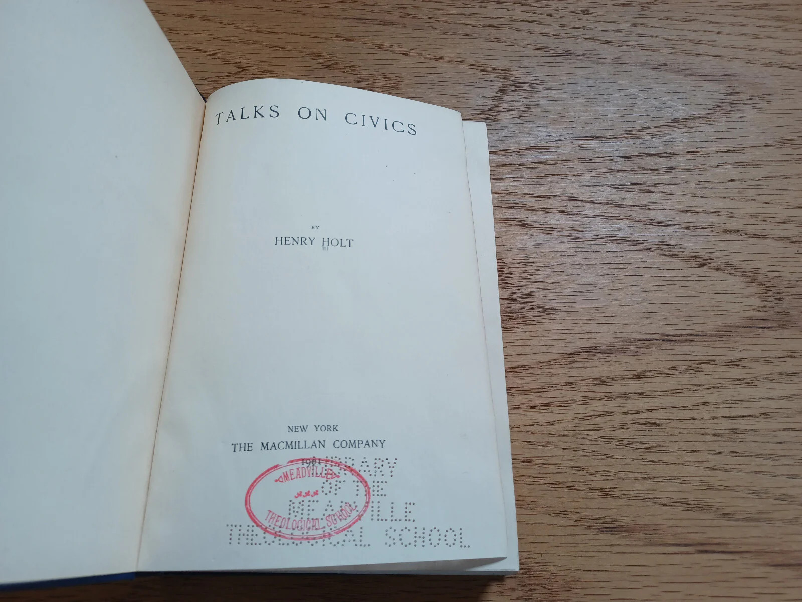 Talks On Civics Henry Holt 1901