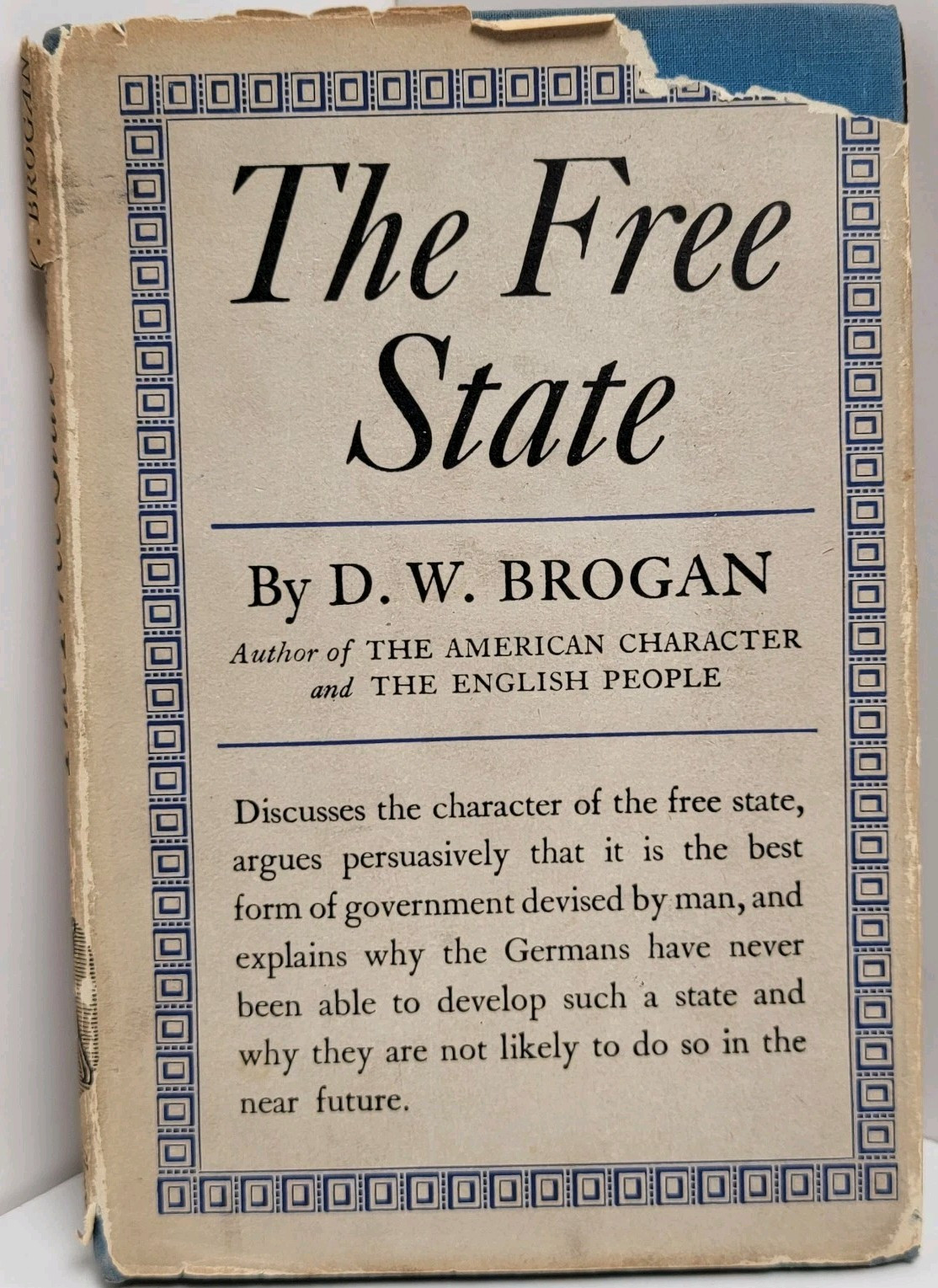 The Free State by D. W. Brogan VTG (Alfred A. Knopf, 1945, Hardcover)