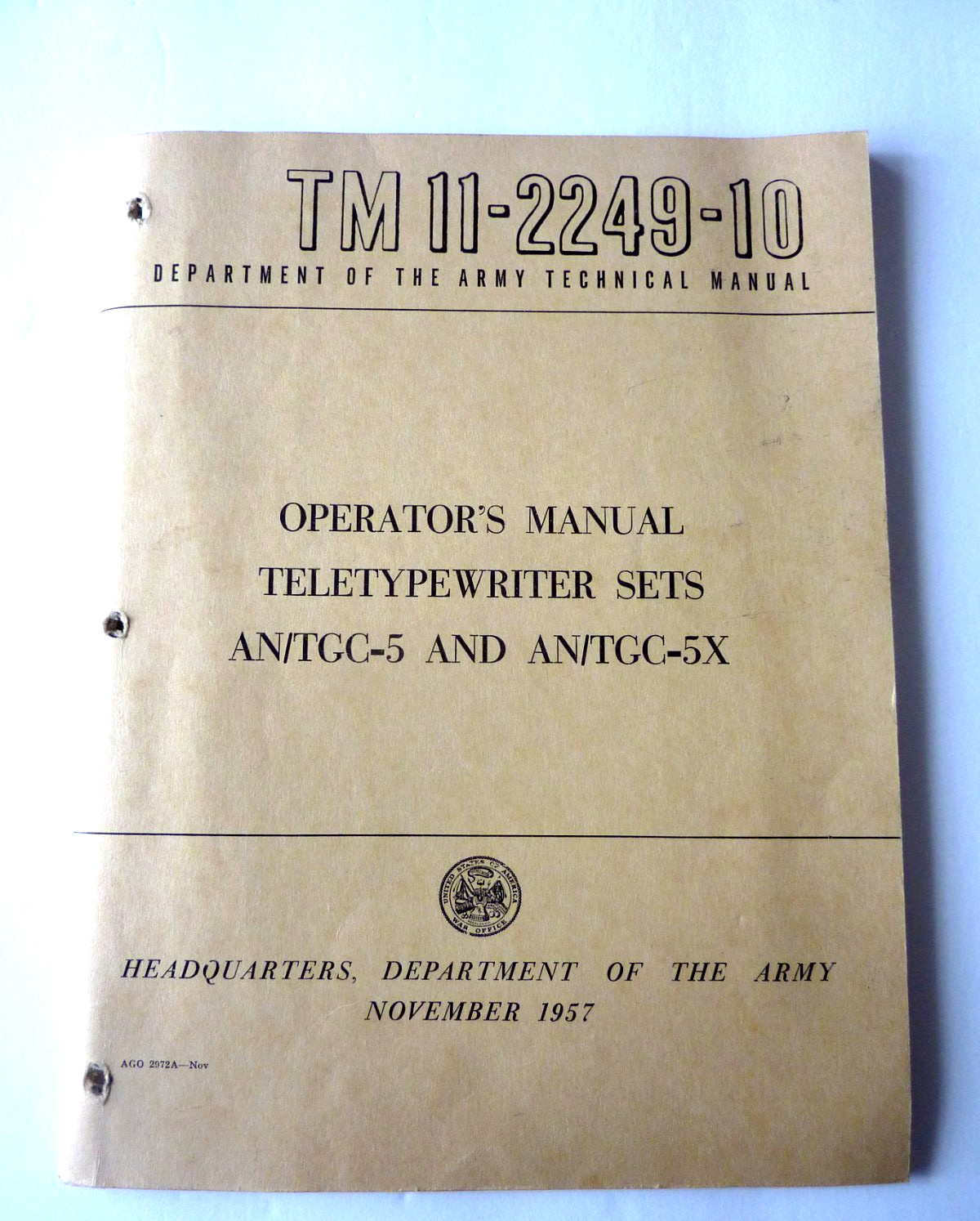 1957 Teletypewriter Sets Department of the Army Manual TM11-2249-10
