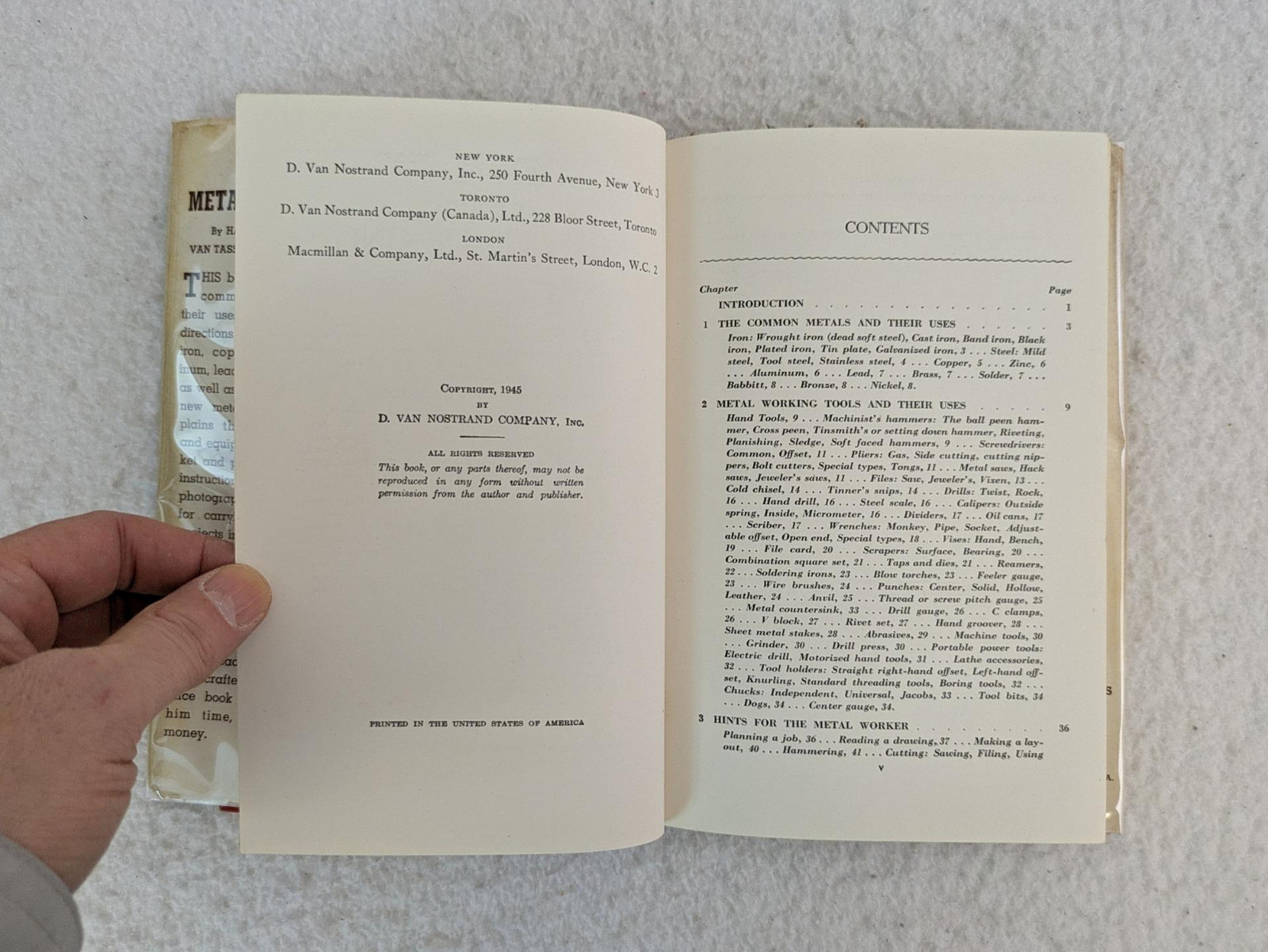 Robert Thompson METALWORKING 1945 D. Van Nostrand Co., NY HC/DJ 1stEd HC/DJ