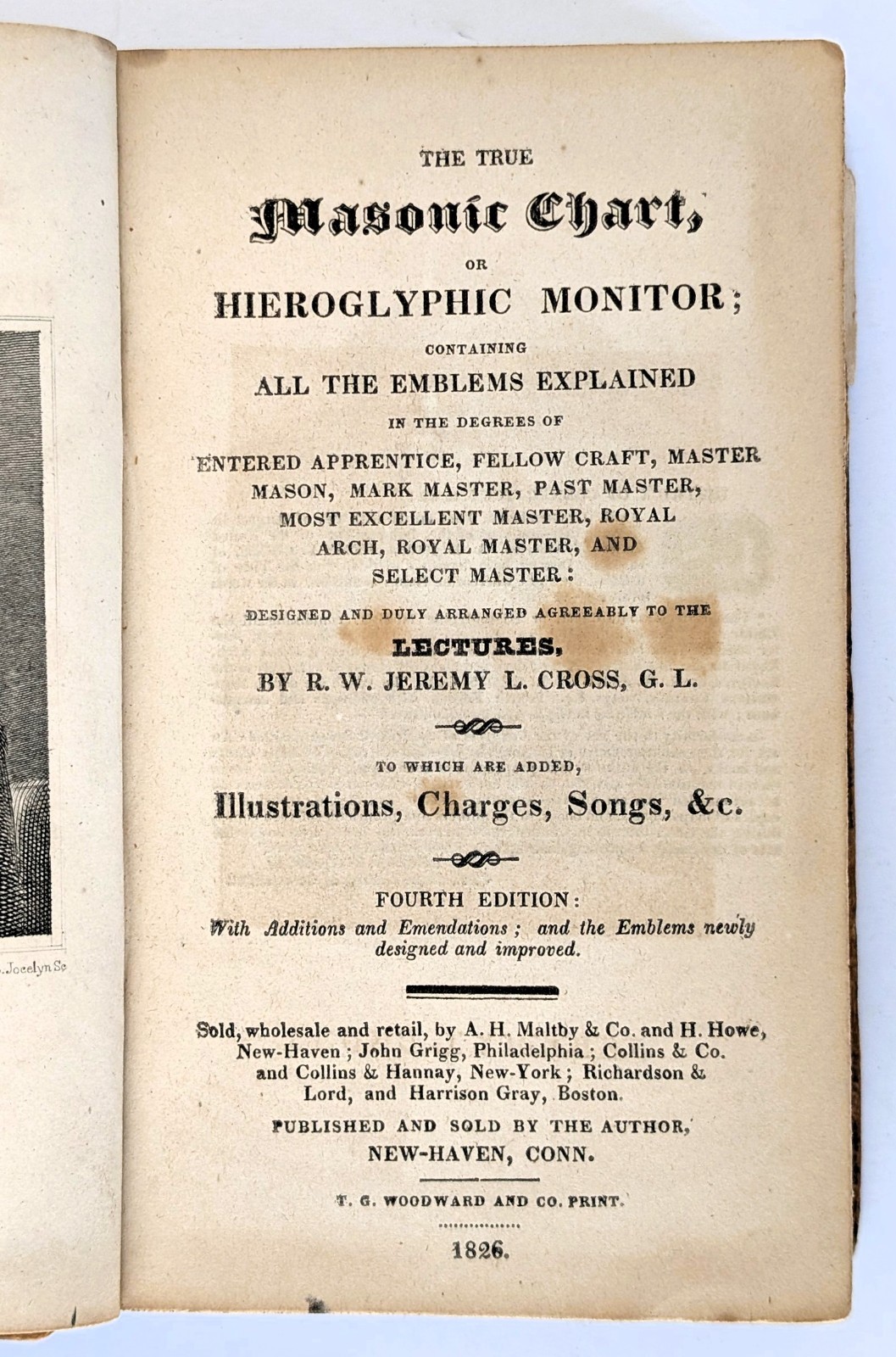 1826 MASONIC CHART or HIEROGLYPHIC MONITOR w/ 48 PLATES Freemasonry Occult