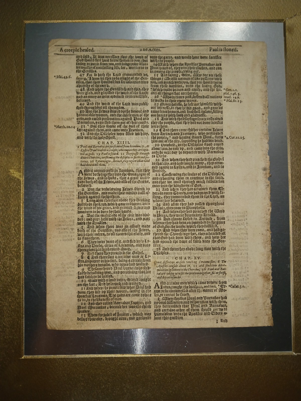 1613 King James Bible Leaf (’21) Acts 13:7 to 15:2