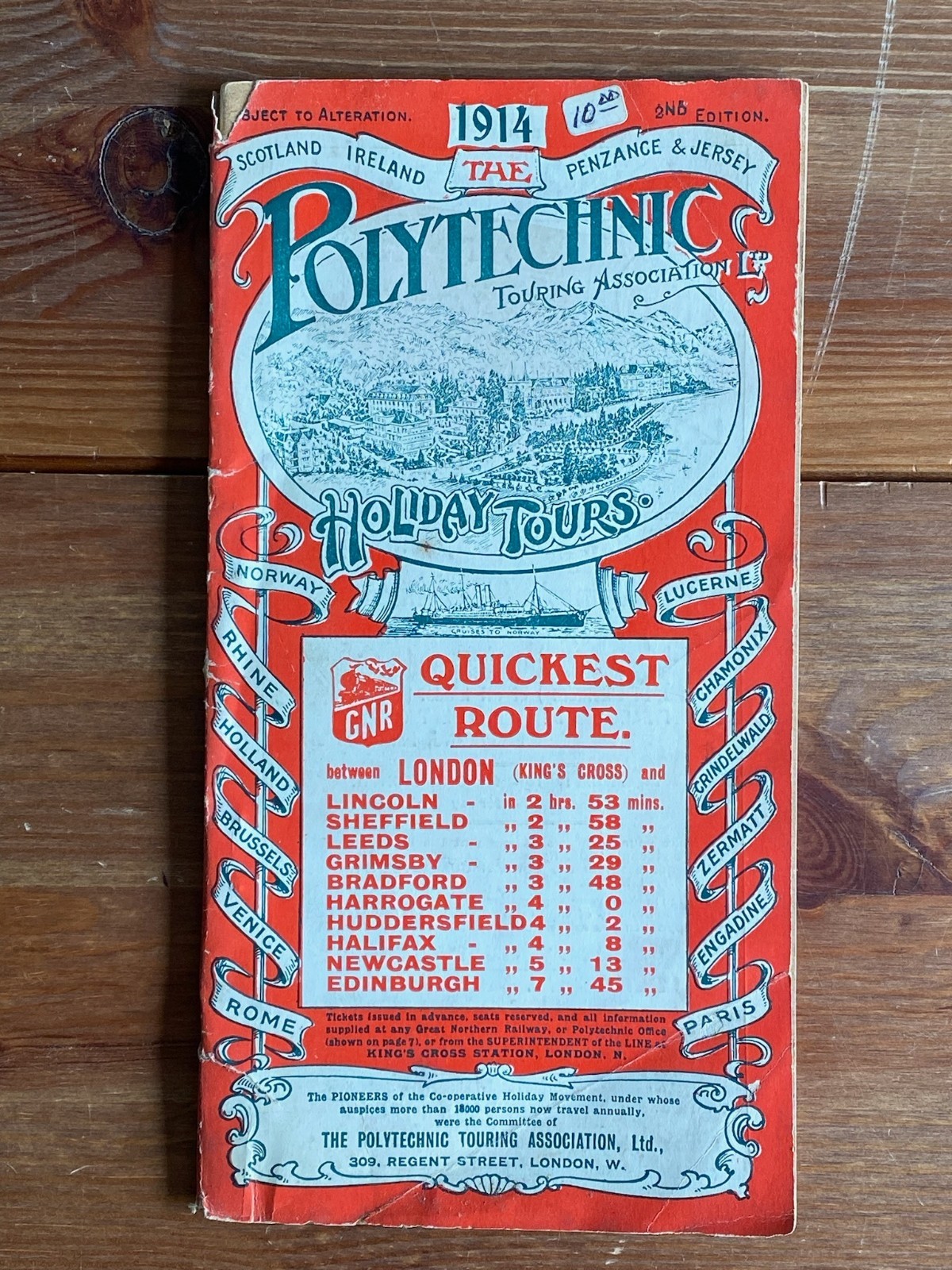Edwardian Travel Guide ~ Polytechnic Holiday Tours 1914 ~ London Europe Tours