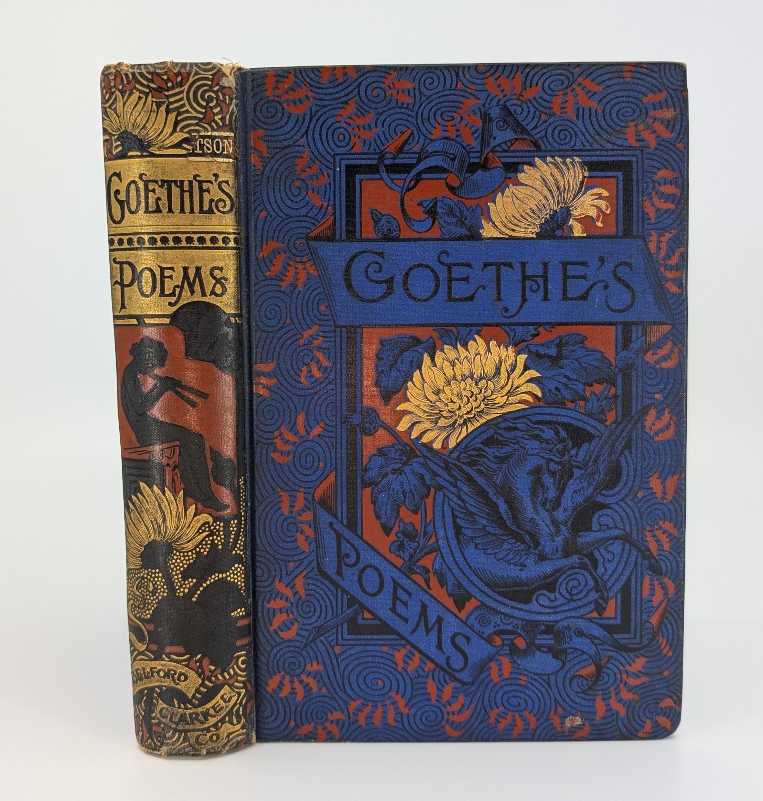 The Poems of Goethe Antique 1800s Victorian Cloth Book