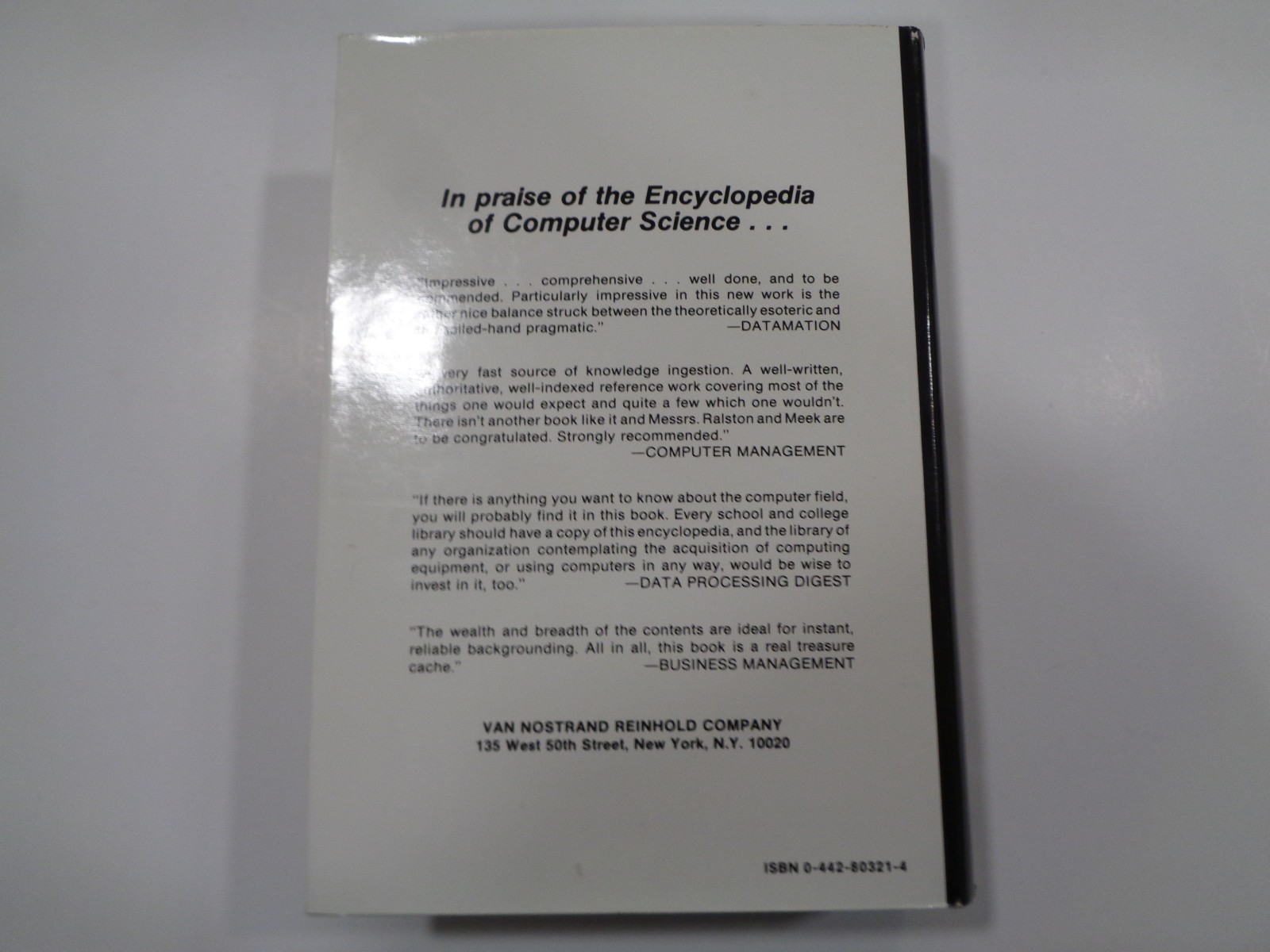 Encyclopedia of Computer Science by Anthony Ralston 1976 HBDJ Vintage Reference