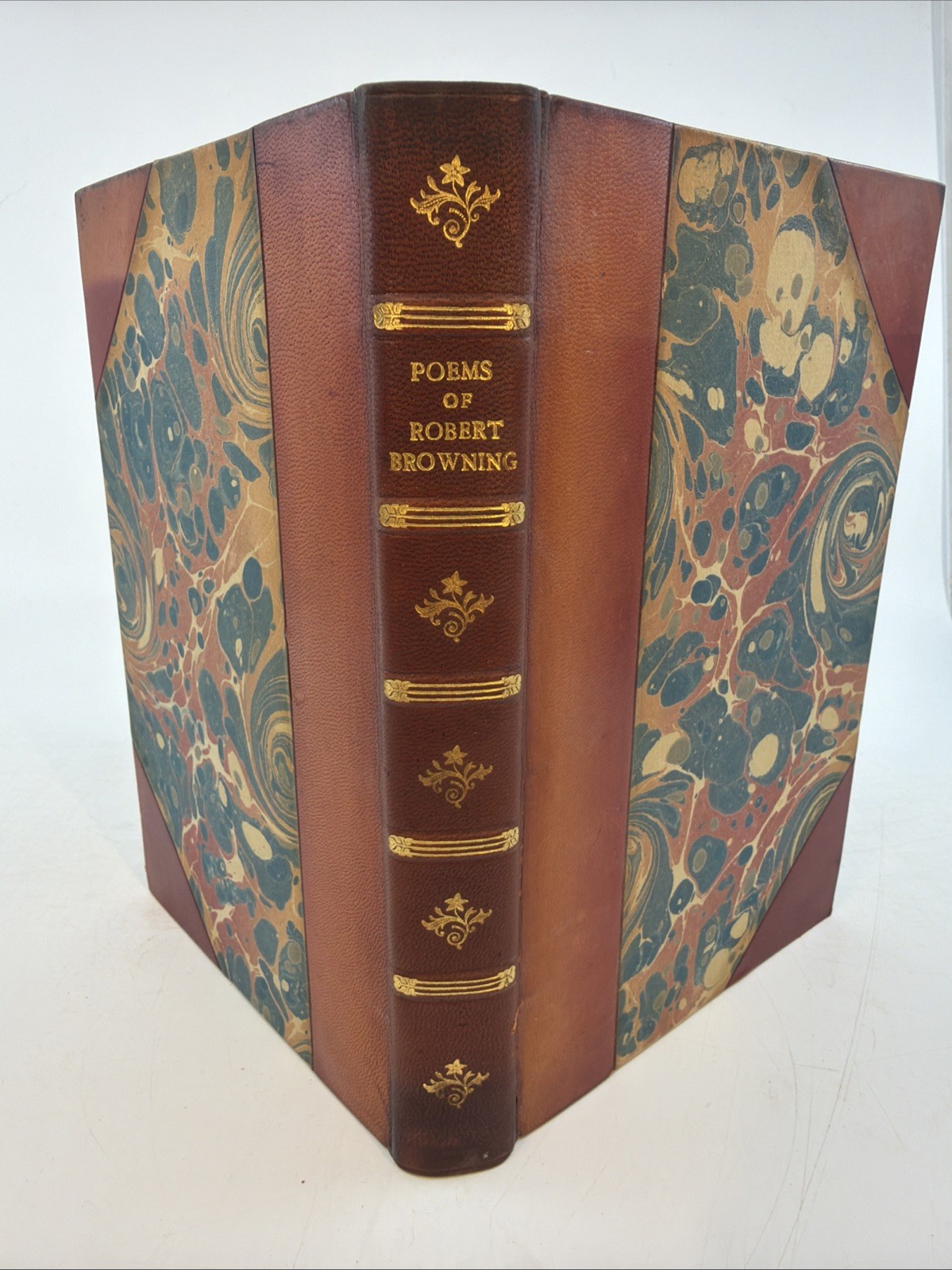 Poems of Robert Browning 1928 Oxford Half Leather Gilt Marbled (AI 163)