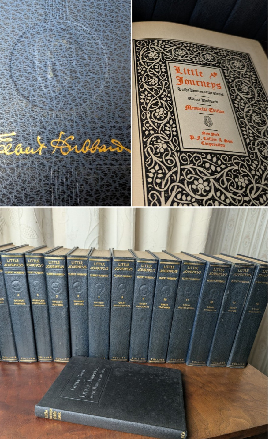 LITTLE JOURNEYS Elbert Hubbard Complete Book Set Lot Of 14 & Guide Leather 1928