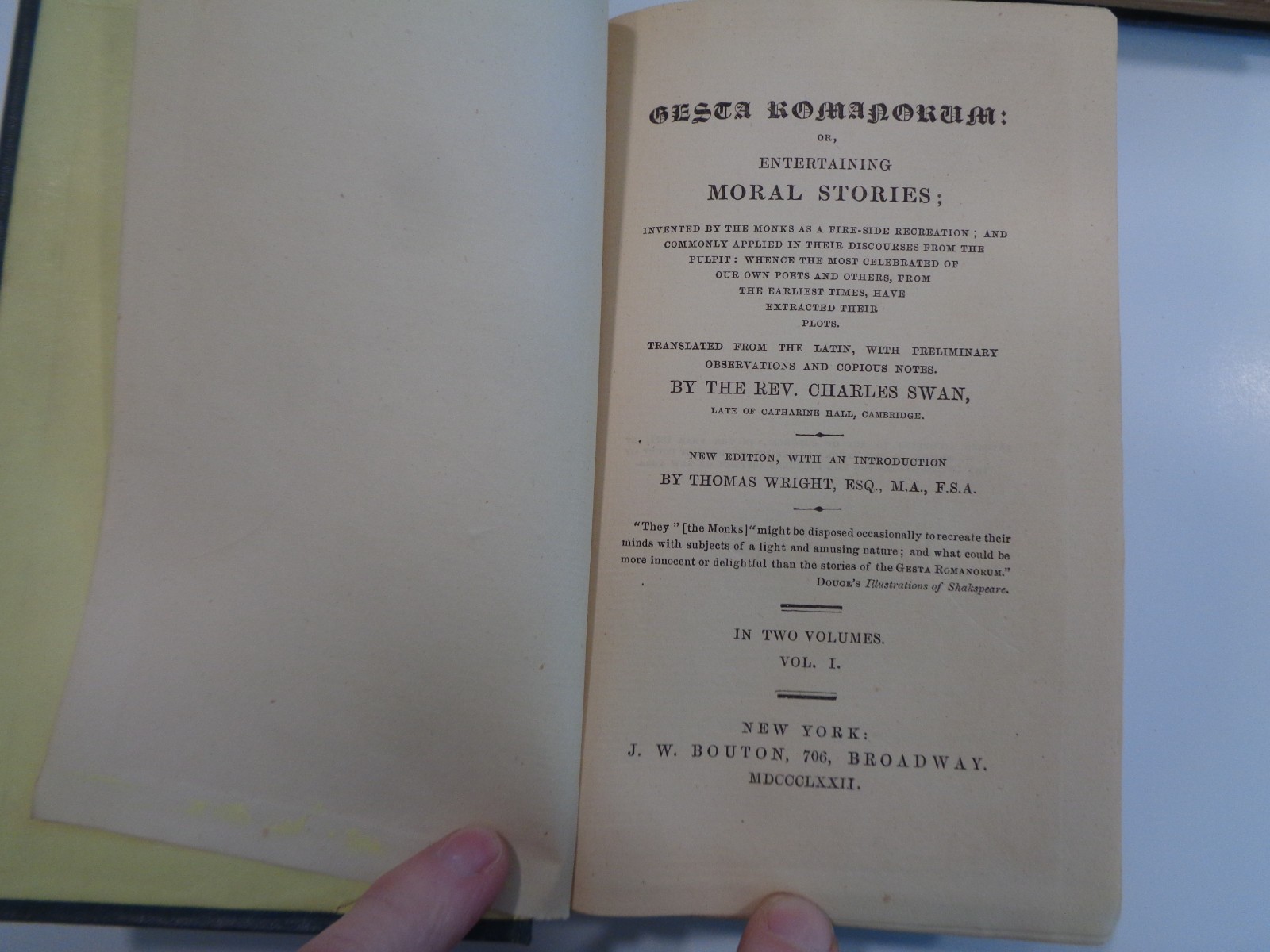 Gesta Romanorum: Entertaining Moral Stories 1872 2 Volumes Antique Charles Swan