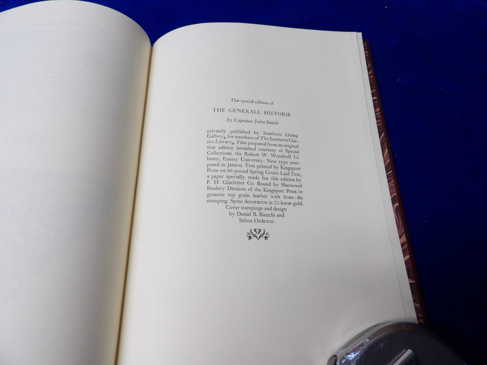 The Generall Historie John Smith Southern Classics Library Leather & Gold 1982
