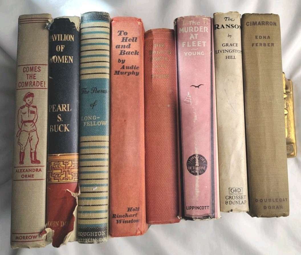 Vintage Hardcover Books Staging Decor Read Prop Mixed Colors Lot Of 8