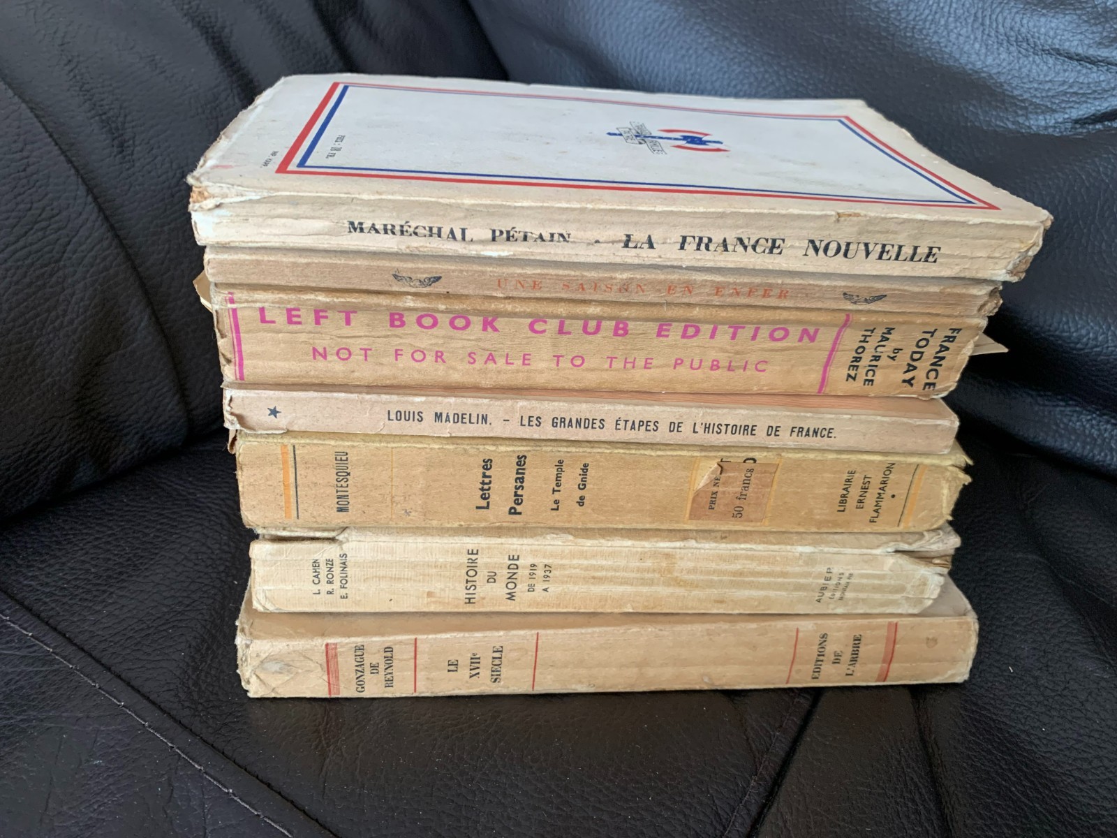 Job Lot of 7 vintage French Langauge/French History books, early-mid 20thC