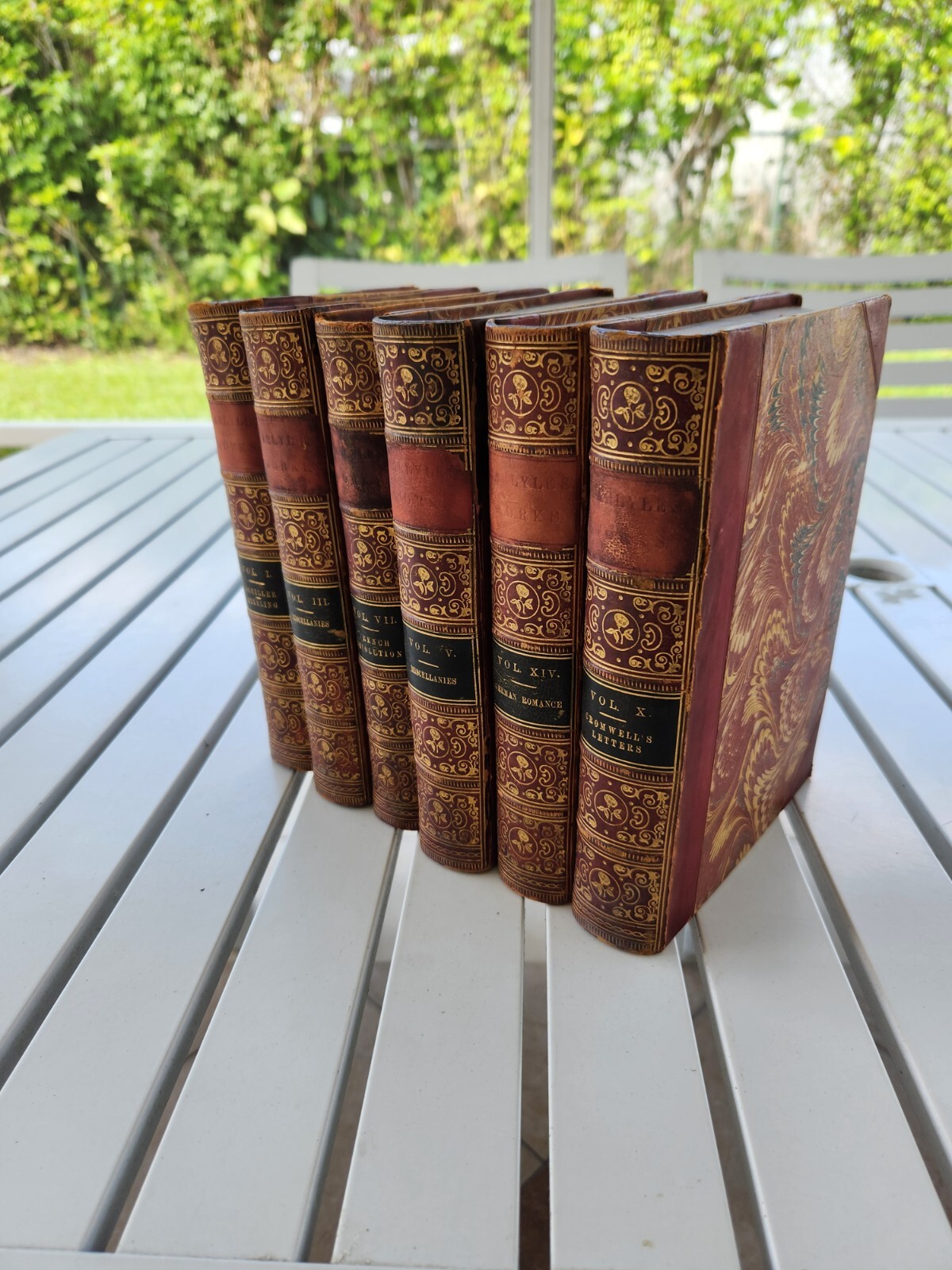 THE COLLECTED WORKS OF THOMAS CARLYLE 6 VOL SET 1864 LEATHER