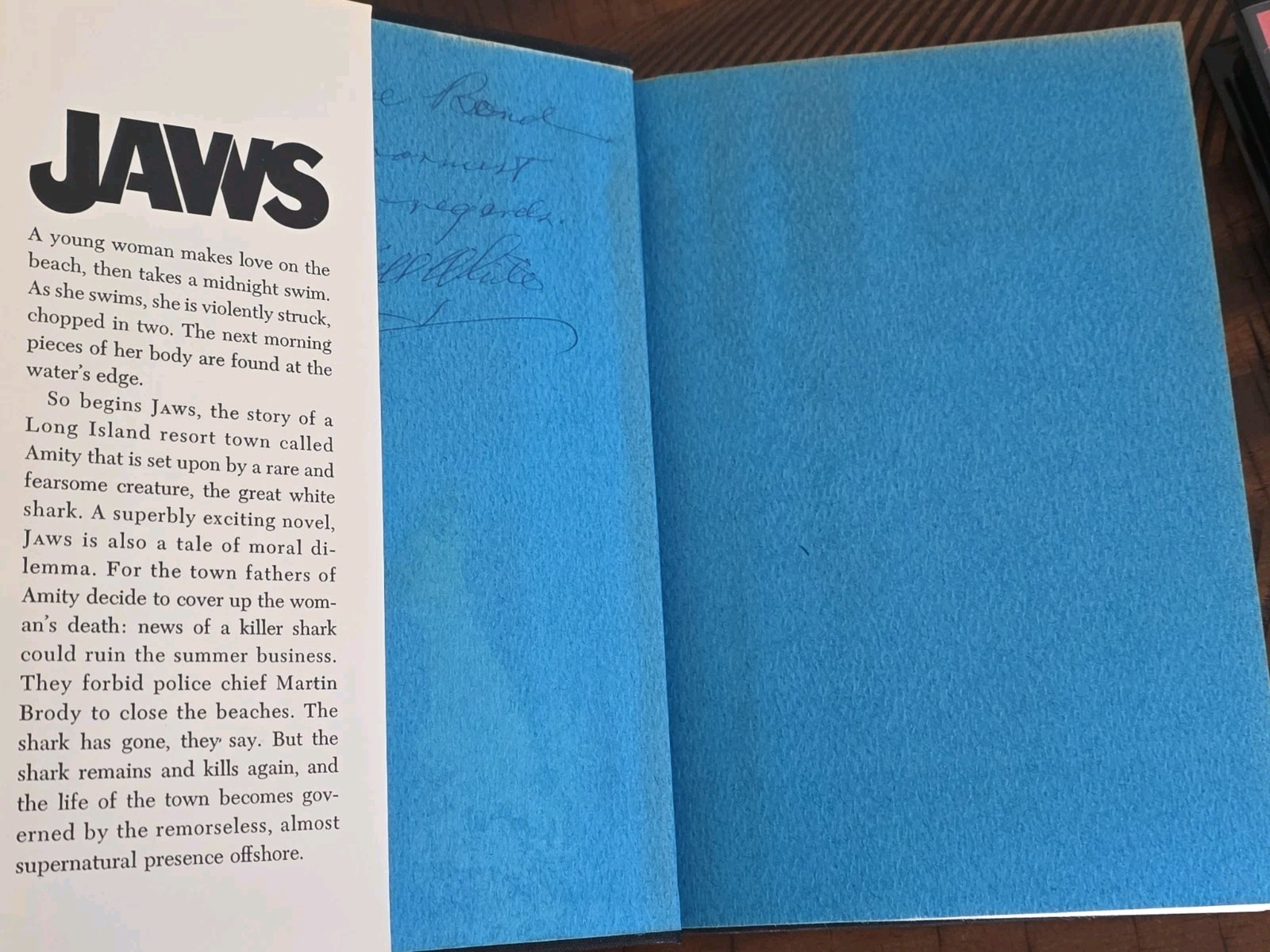 JAWS Peter Benchley 1974 First Edition Doubleday w Dust Jacket BLU RAY VHS Retro