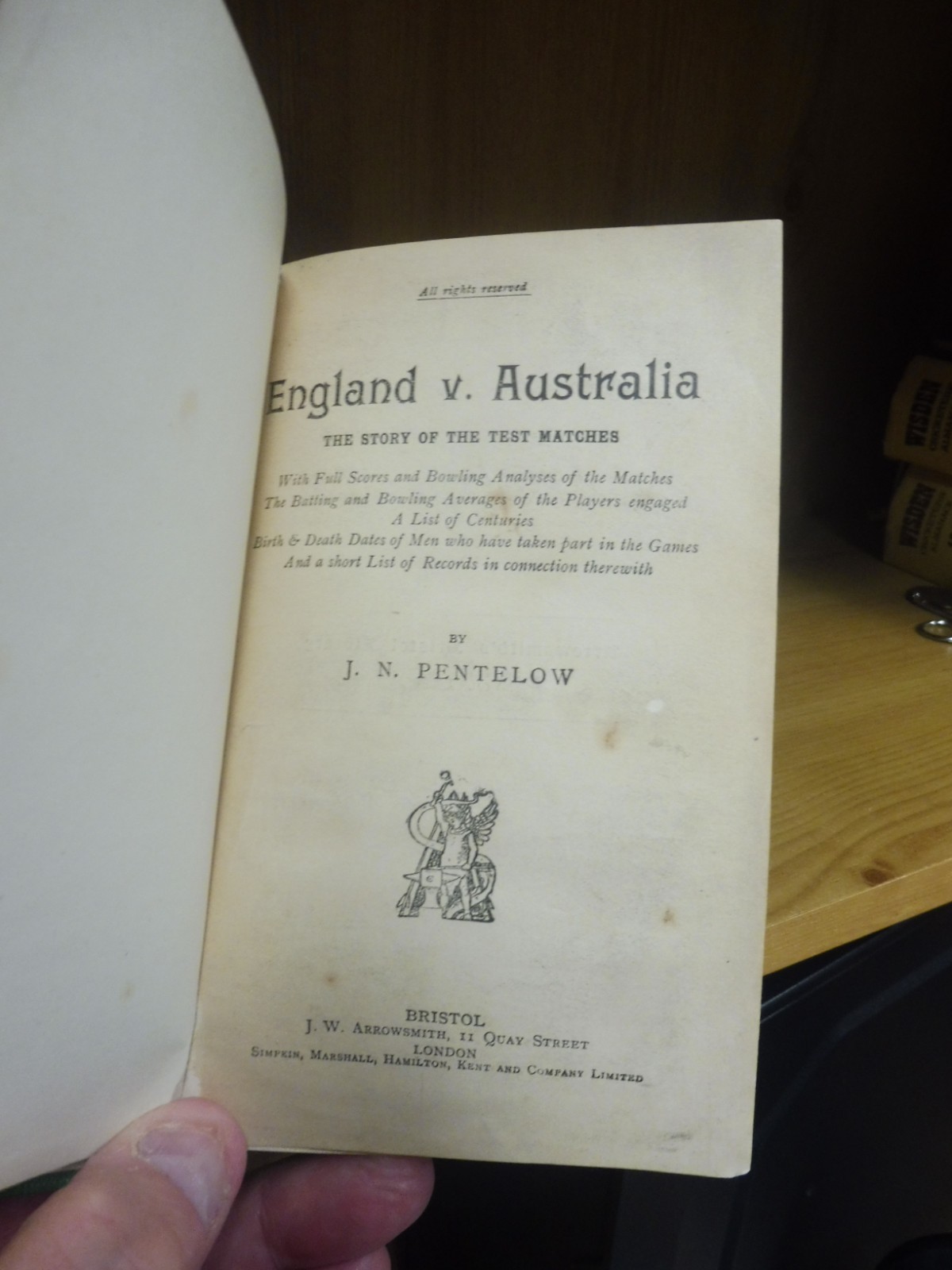 England v Australia: The Story of the Test Matches by J.N.Pentelow (1895)