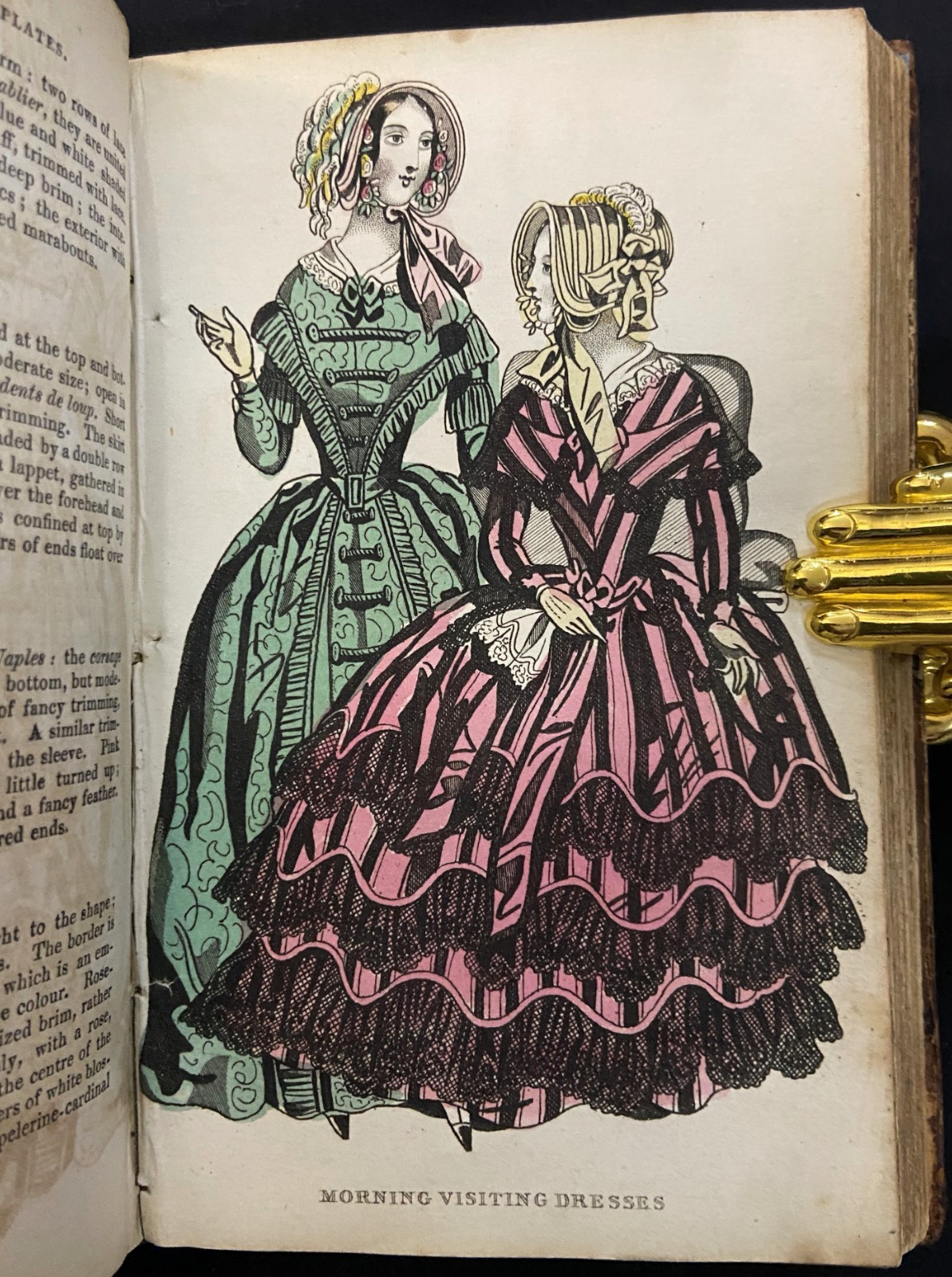 1843 THE LADIES CABINET OF FASHION Antique Victorian Book HAND COLORED PLATES