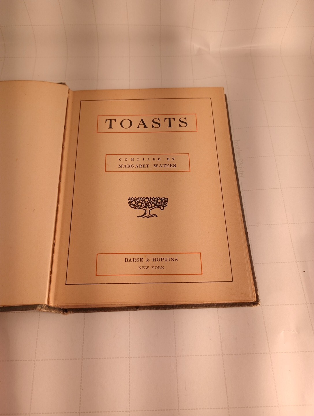 TOASTS-Compiled by Margaret Waters – 1909 – Barse And Hopkins New York