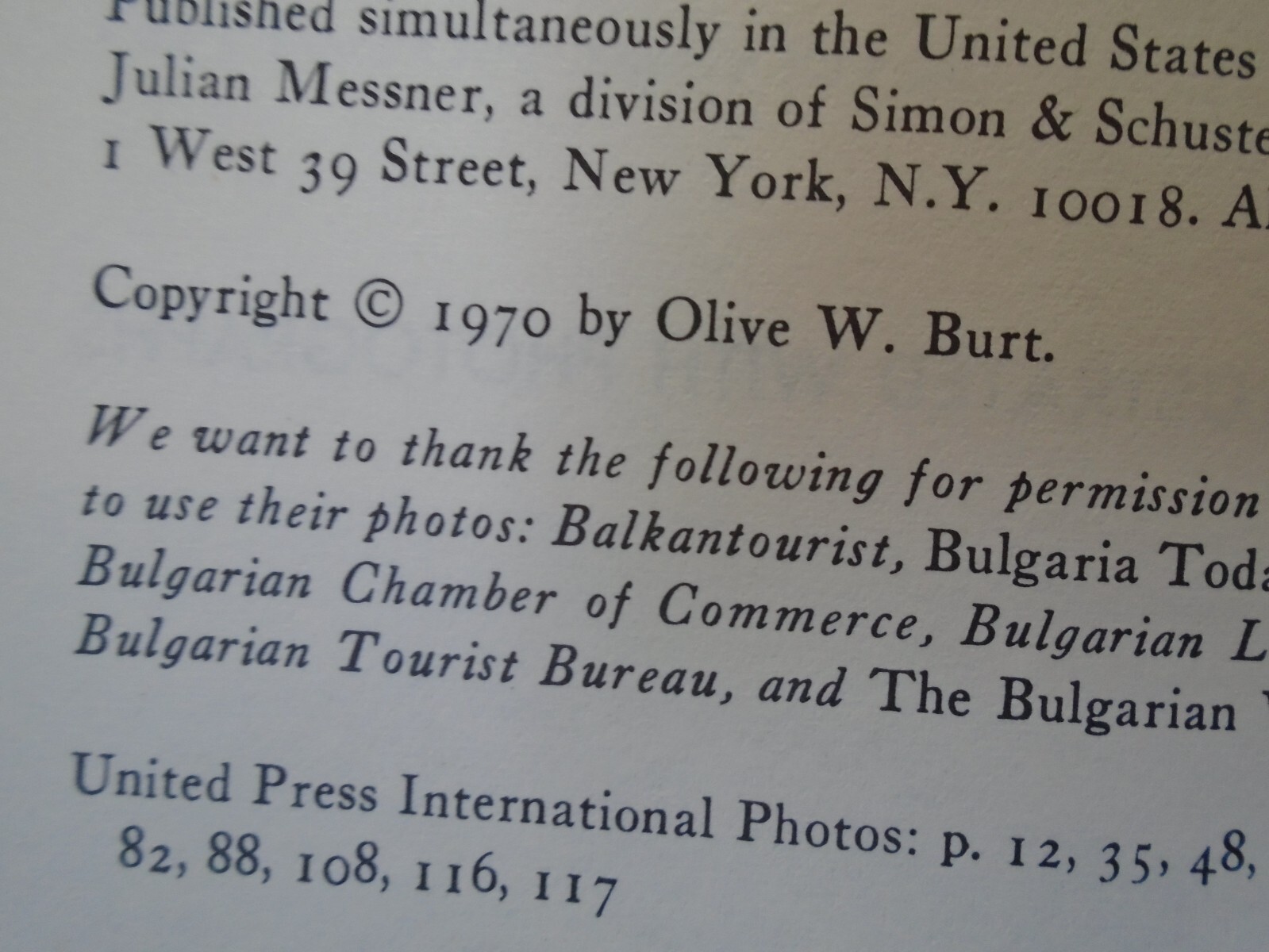 Our World : Bulgaria – Olive W. Burt (1970, Hardcover, Dust Jacket) GUC