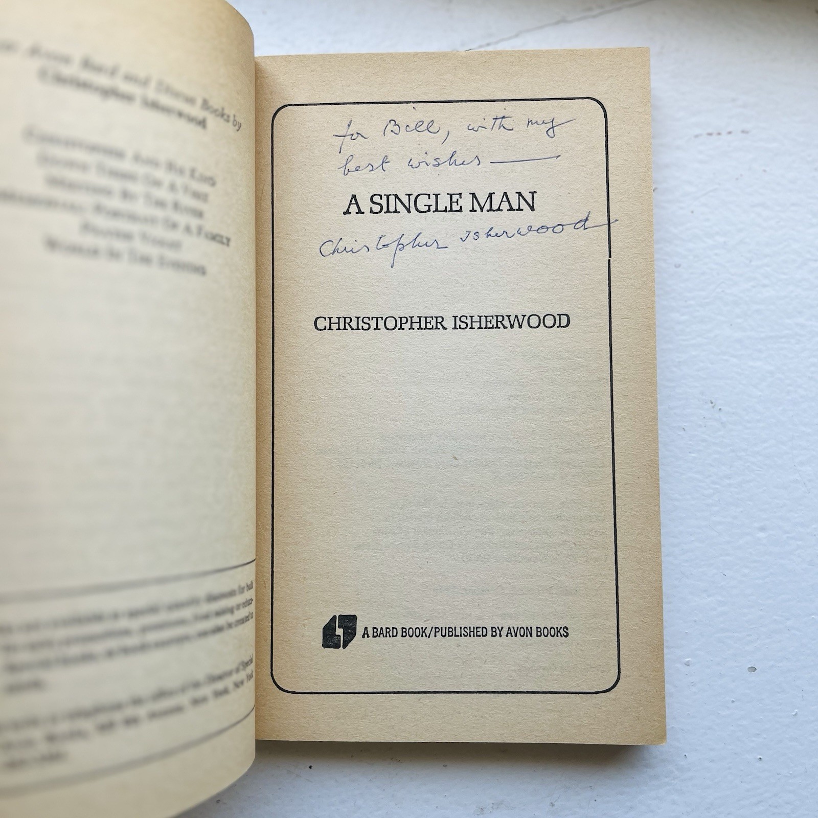 SIGNED A Single Man By Christopher Isherwood 1978 First Paperback Bard Printing