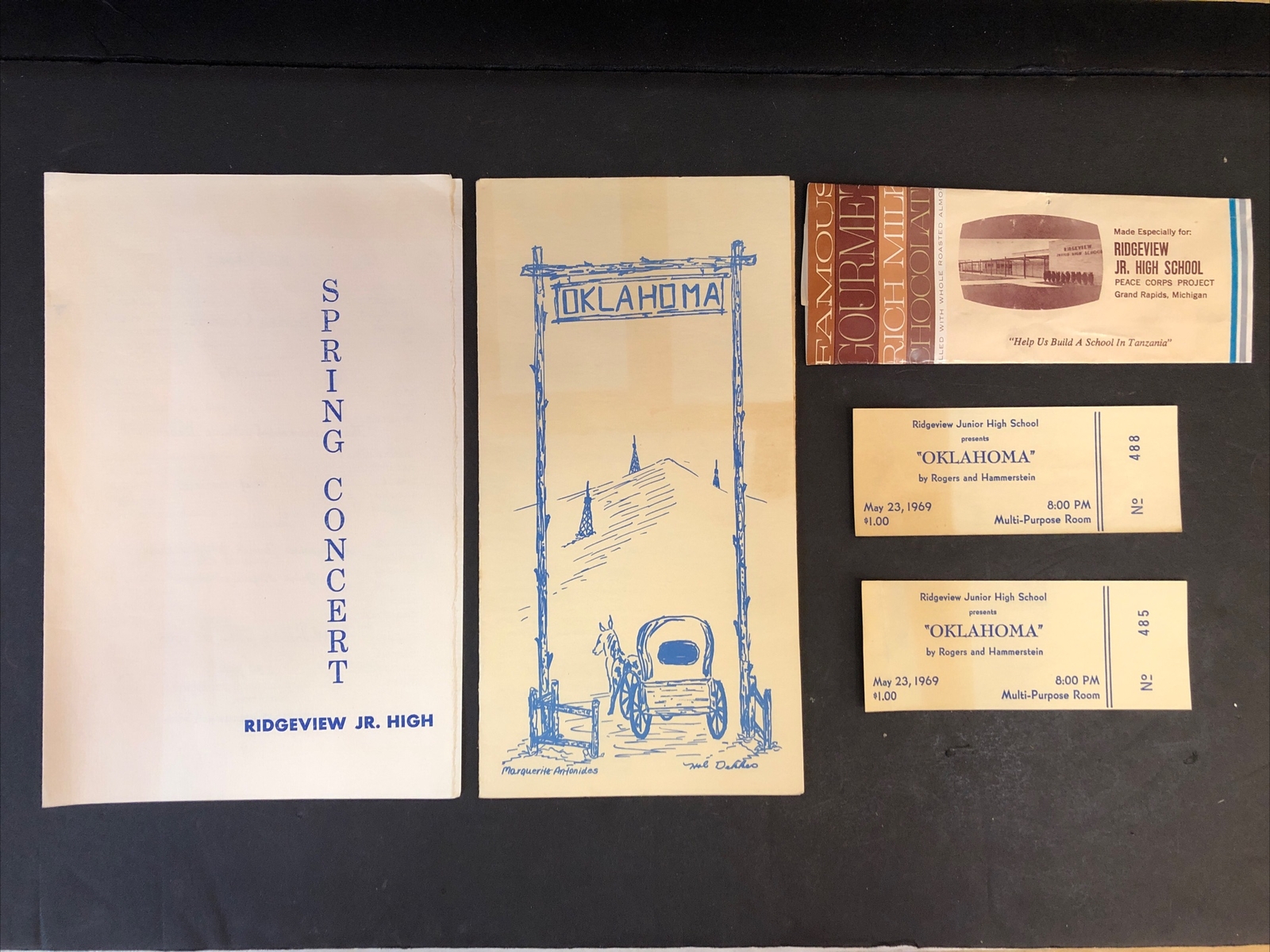 Ridgeview Jr High Grand Rapids MI Spring Concert Oklahoma Play Tickets 1968-69