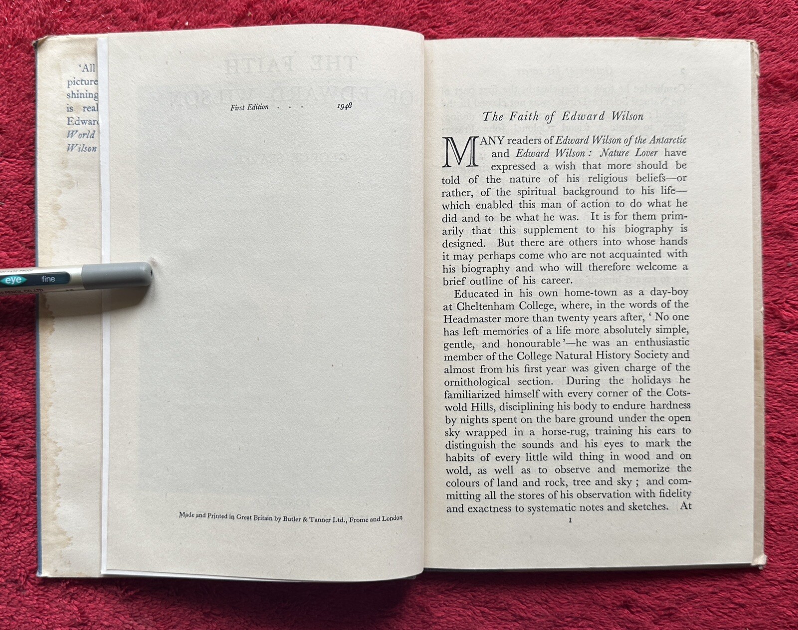 THE FAITH OF EDWARD WILSON by GEORGE SEAVER 1948 1ST EDITION WITH DUST WRAPPER