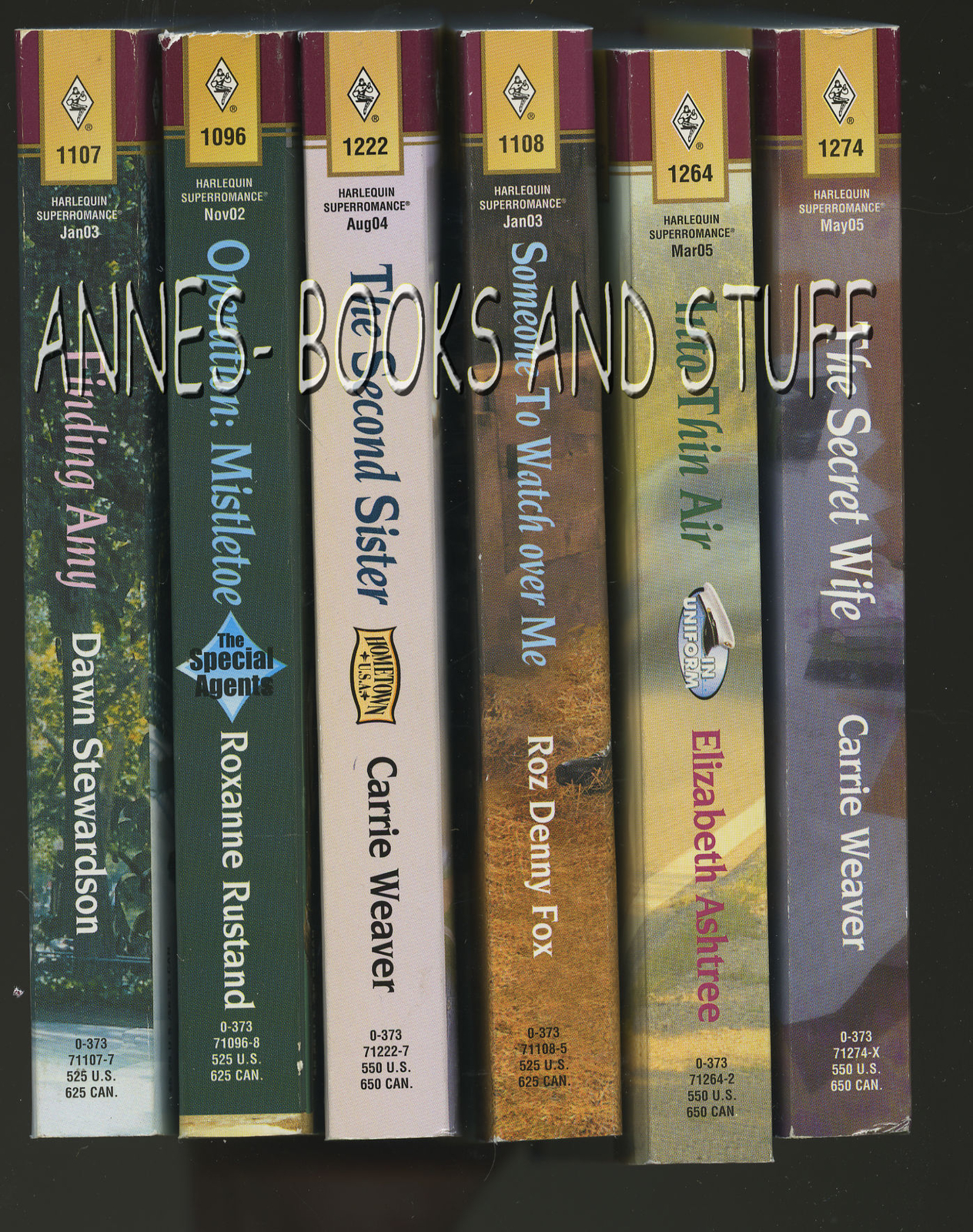 LOT of SIX paperback books Harlequin SUPER romance * Weaver (2) Ashtree, Rustand