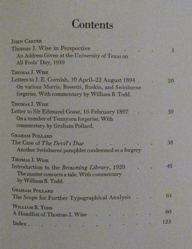 THOMAS J. WISE: CENTENARY STUDIES – 1959 T. J. Wise the Great Book Forger