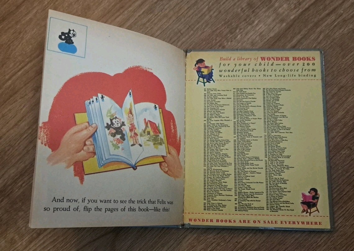 Vintage 1956 Felix On Television „A Flip-It Book“ Hard Cover Washable Cover