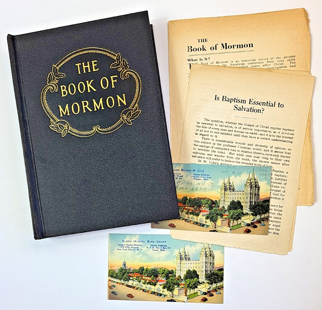 Vintage The Book of Mormon Joseph Smith Copyright 1920 Heber J Grant HC w/ Cards