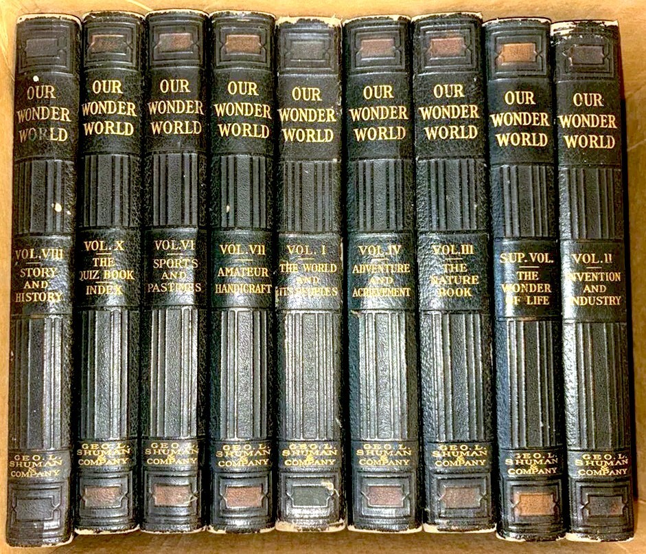 Lot of 9 – Our Wonder World – Volumes 1, 2, 3, 4, 6, 7, 8, 10, 11 – 1914, 1918+
