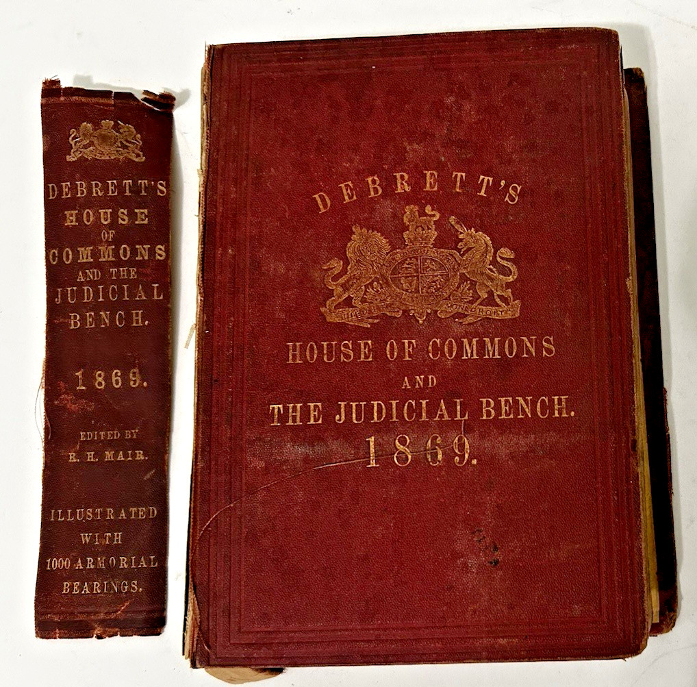 Debrett’s House of Commons and the Judicial Bench 1869, R.H. Mair, PRICED LOW