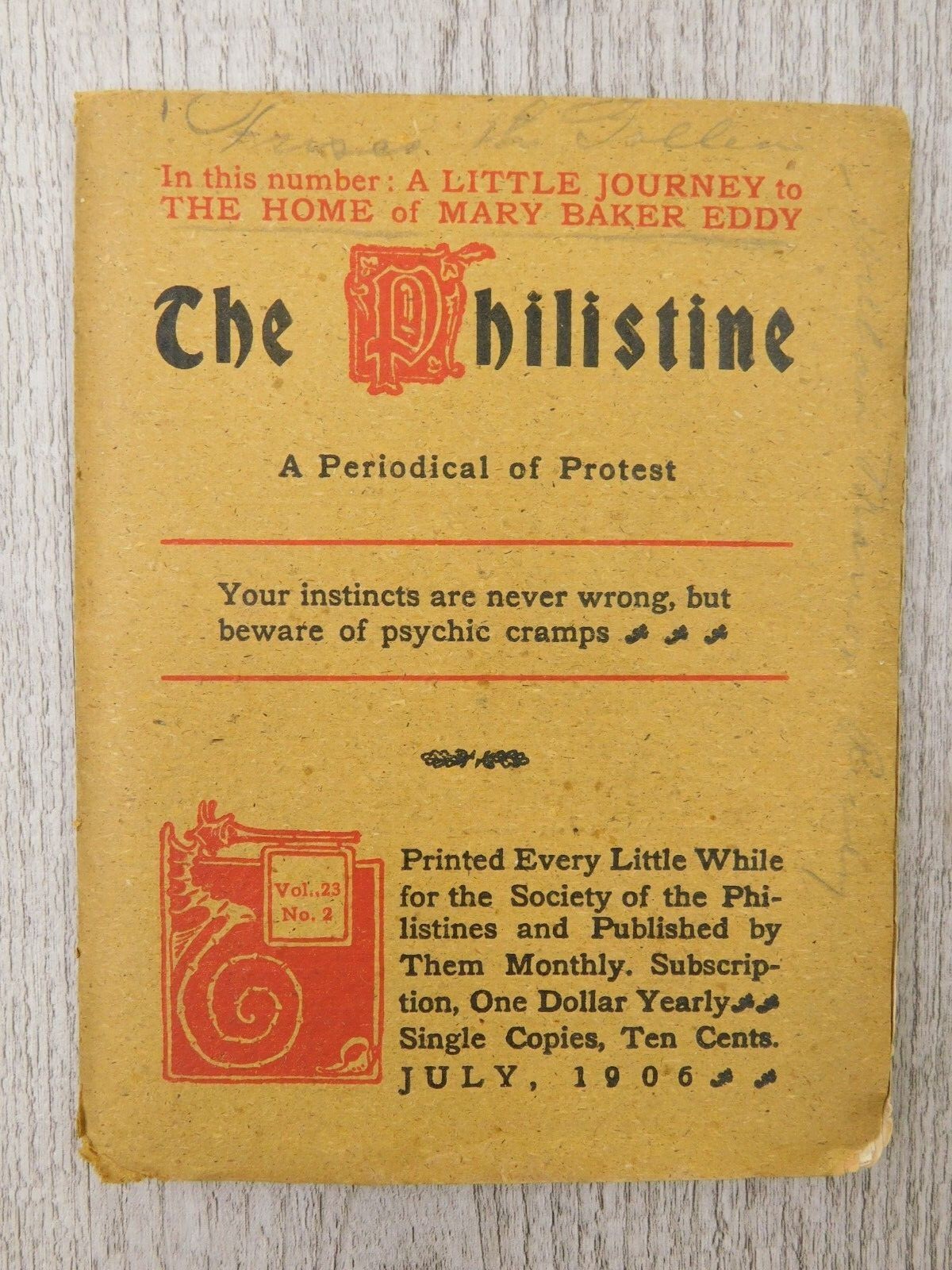 Elbert Hubbards the Philistine A Periodical of Protest Vol.23 No.2 JUL Booklet