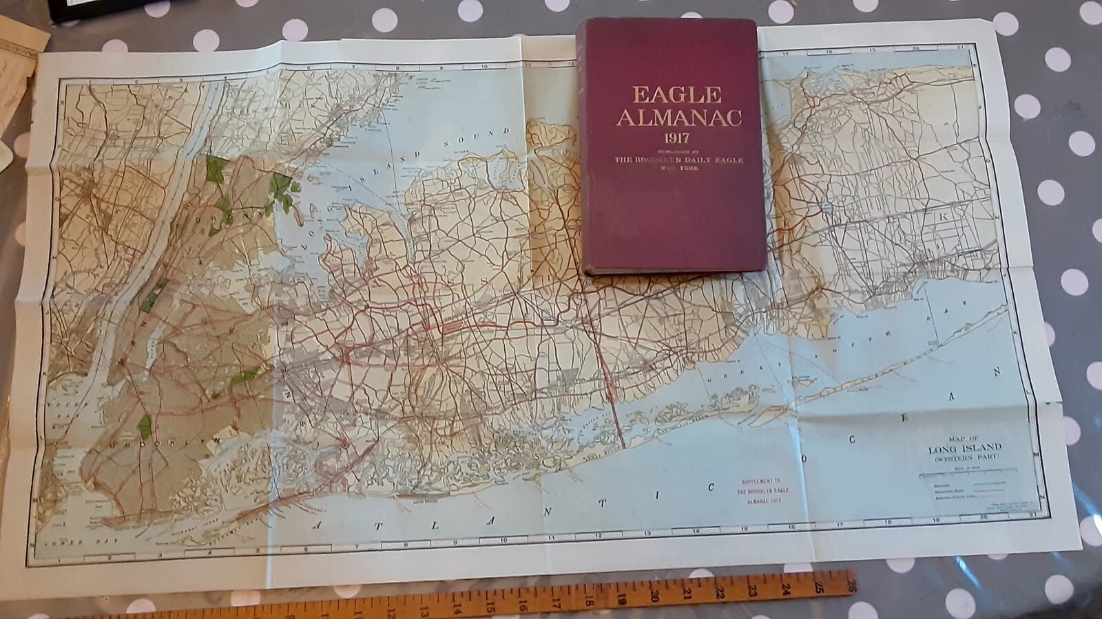 BROOKLYN EAGLE ALMANAC 1917 COMPLETE with large LONG ISLAND pocket MAP NEW YORK
