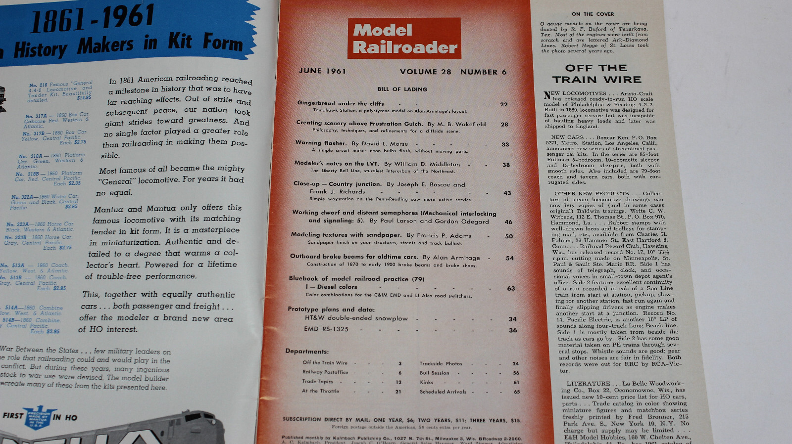 Model Railroader Magzine Lot 1961 5 Pcs, Vtg Train Layouts Plans Info
