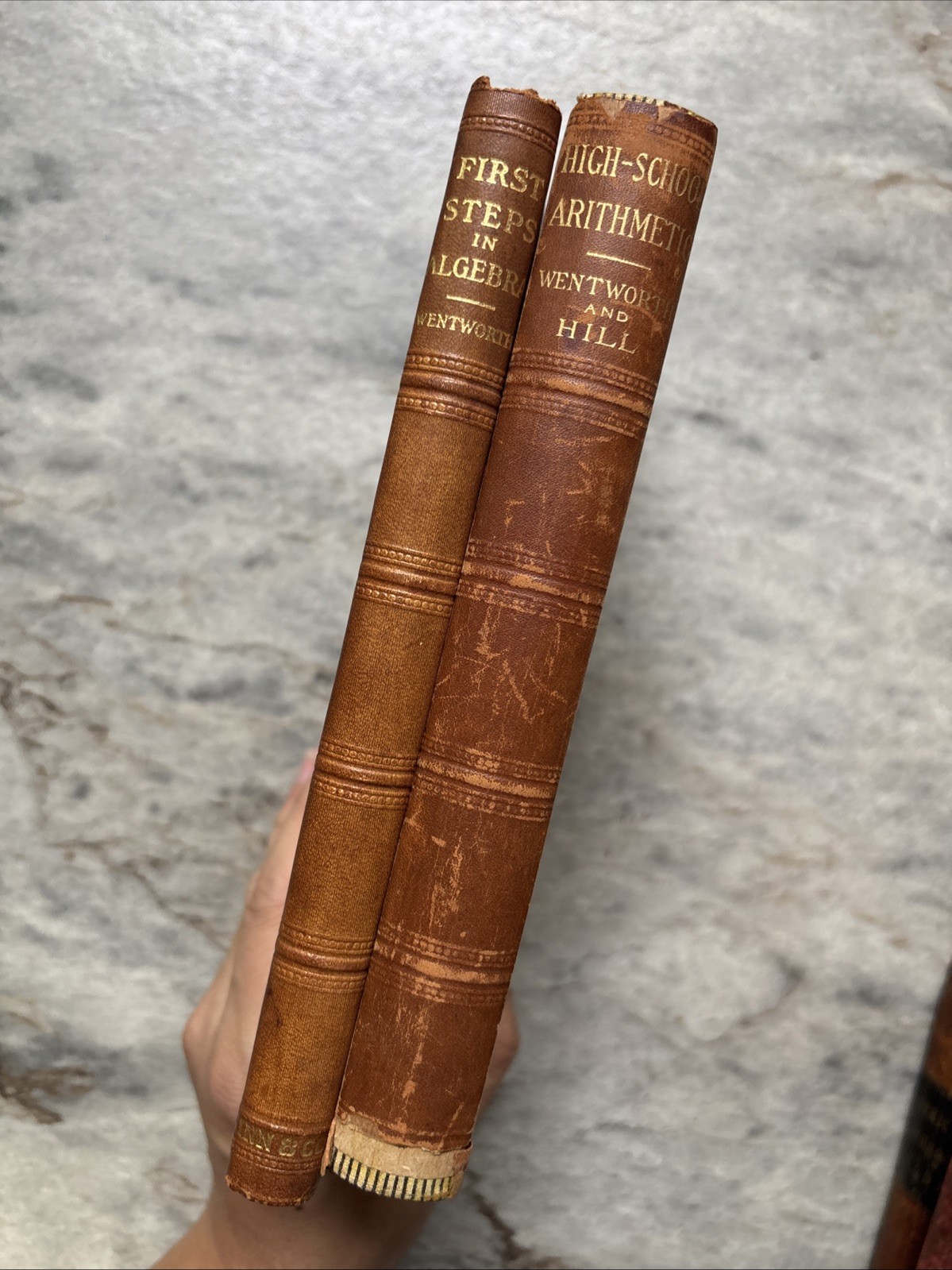 Lot of 2 G.A. Wentworth Antique Math Books 1881-1894 First Algebra, High School
