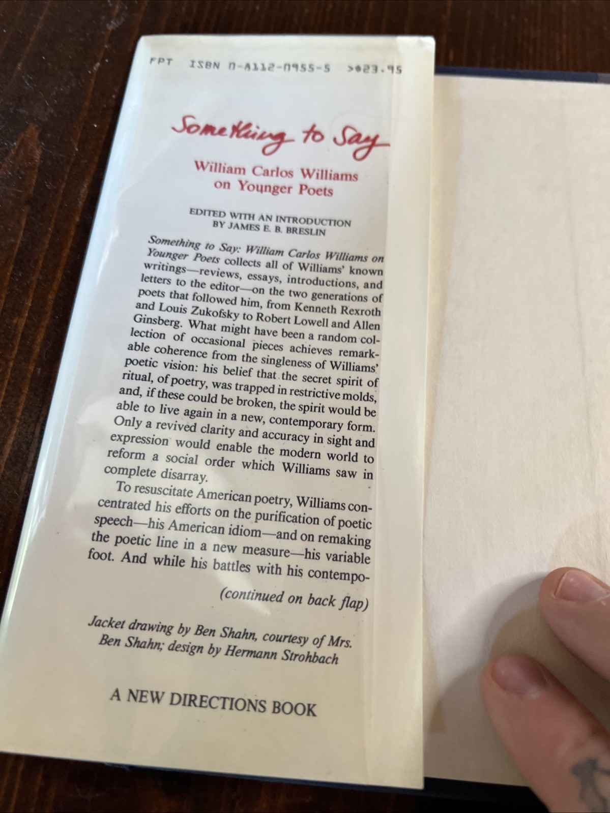 James E B Breslin / Something to Say William Carlos Williams on Younger 1st 1985