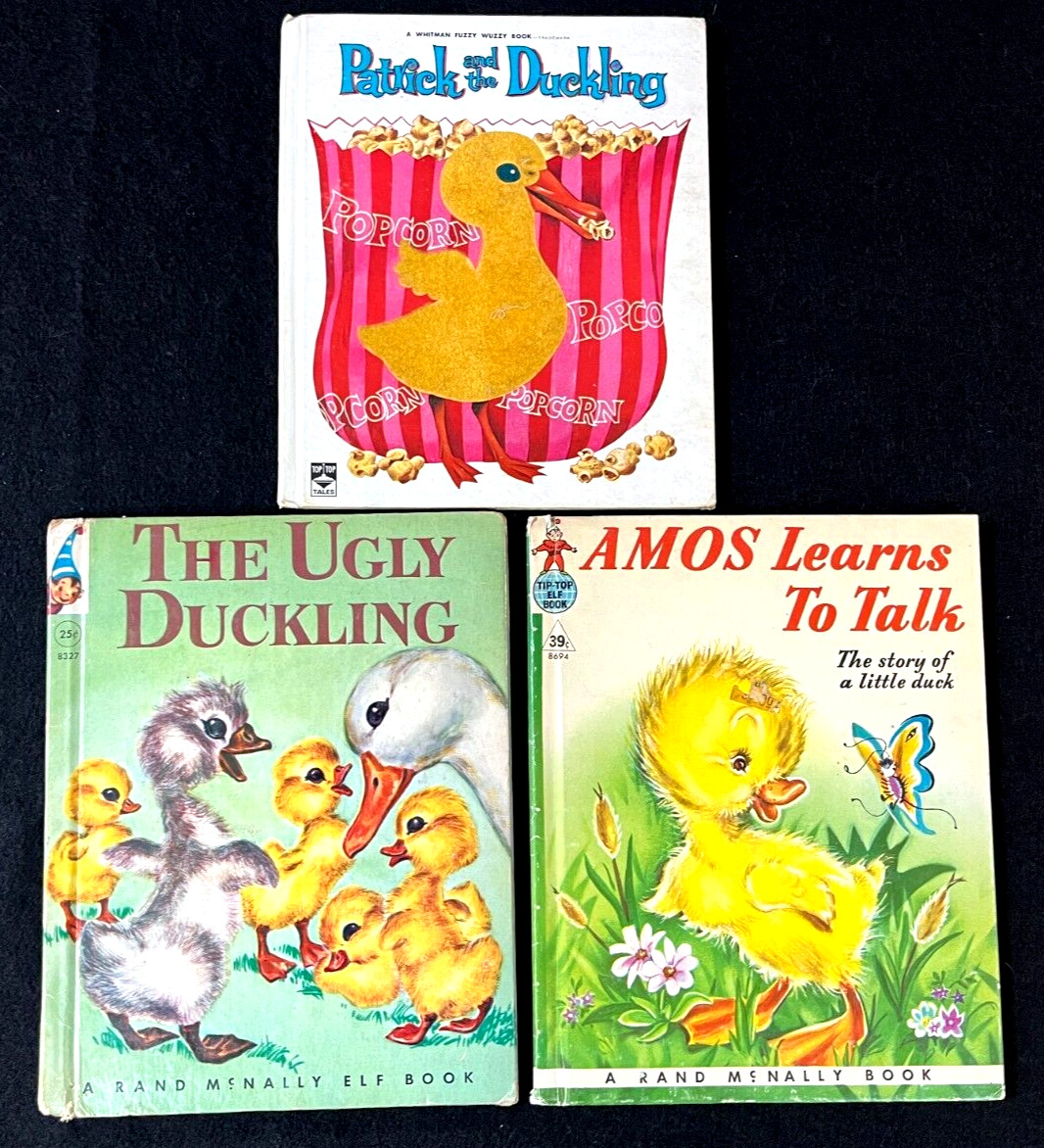 Vintage LITTLE DUCKLING Children’s Book Set ~ 2 McNally, 1 Whitman Fuzzy Wuzzy