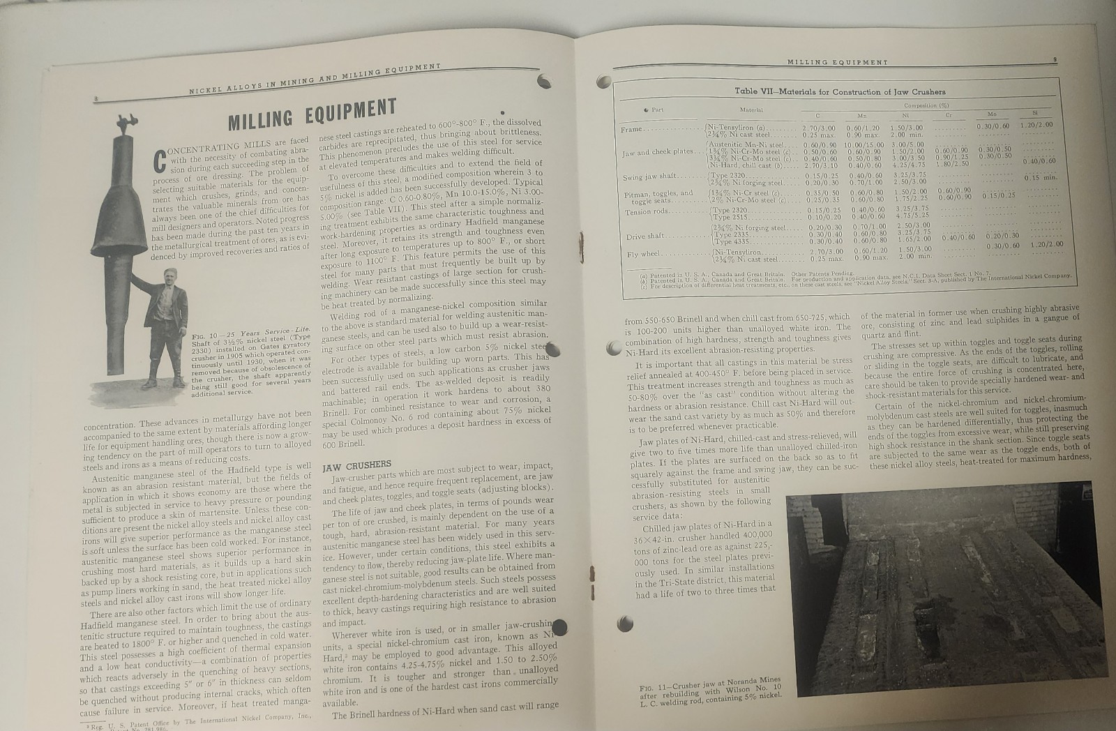 The International Nickel Company NICKEL ALLOYS in MINING and MILLING EQUIPMENT
