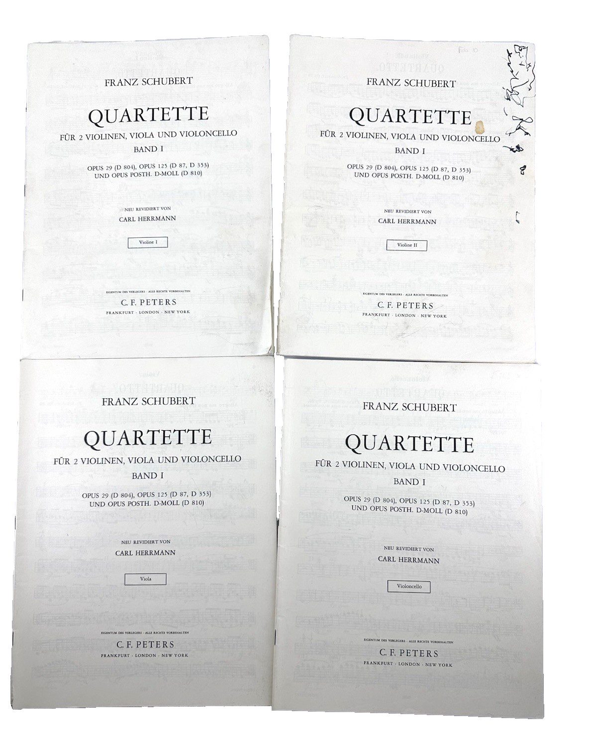 Vintage Schubert String Quartet Parts Band I C.F. Peters Complete Set D810 D804