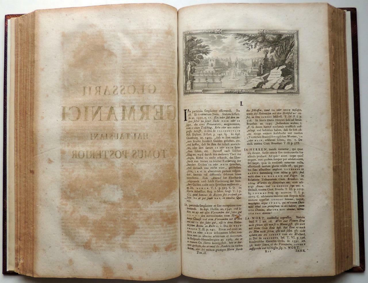 1758 GERMAN DICTIONARY Glossarivm Germanicvm LATIN Christiani Gottlob Haltaus